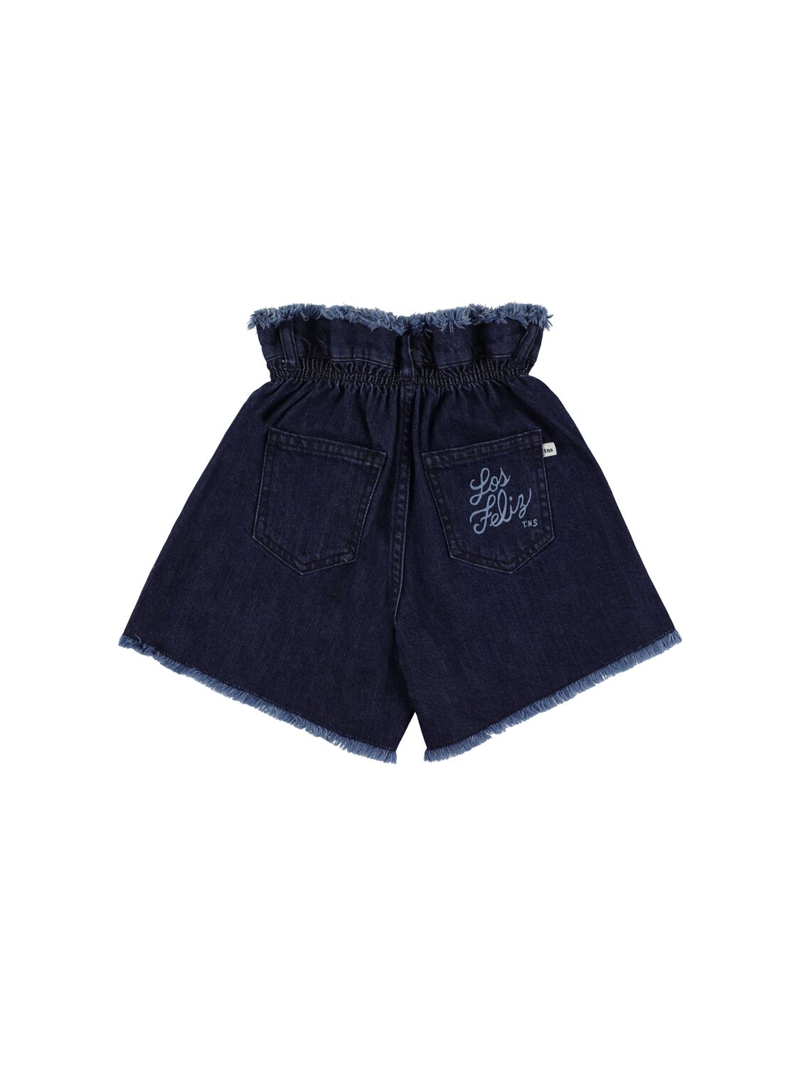 Shop The New Society Cotton Denim Shorts W/embroideries In Blue
