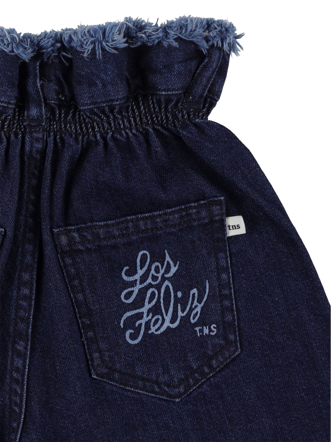 Shop The New Society Cotton Denim Shorts W/embroideries In Blue