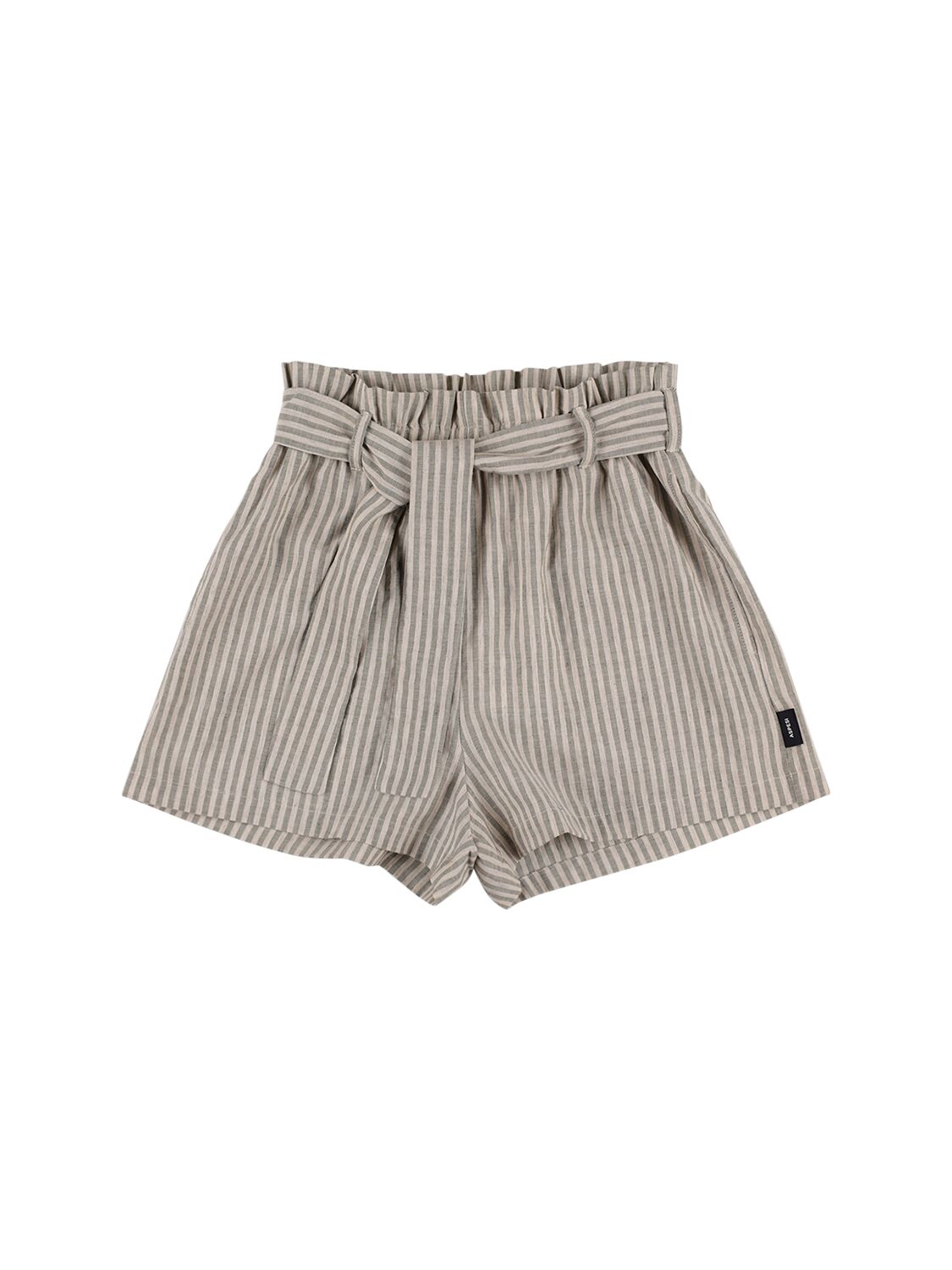 Aspesi Kids' Striped Cotton Blend Shorts In Beige