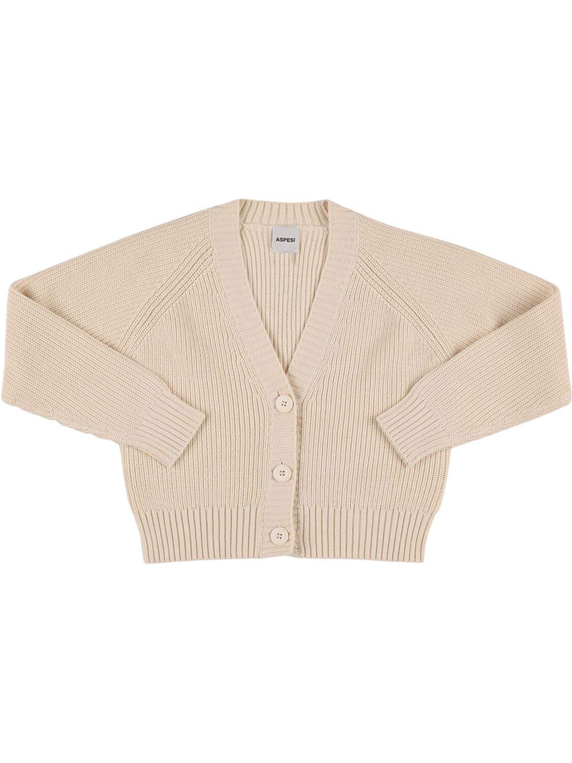 Aspesi Kids' Cotton Knit Cardigan In Brown