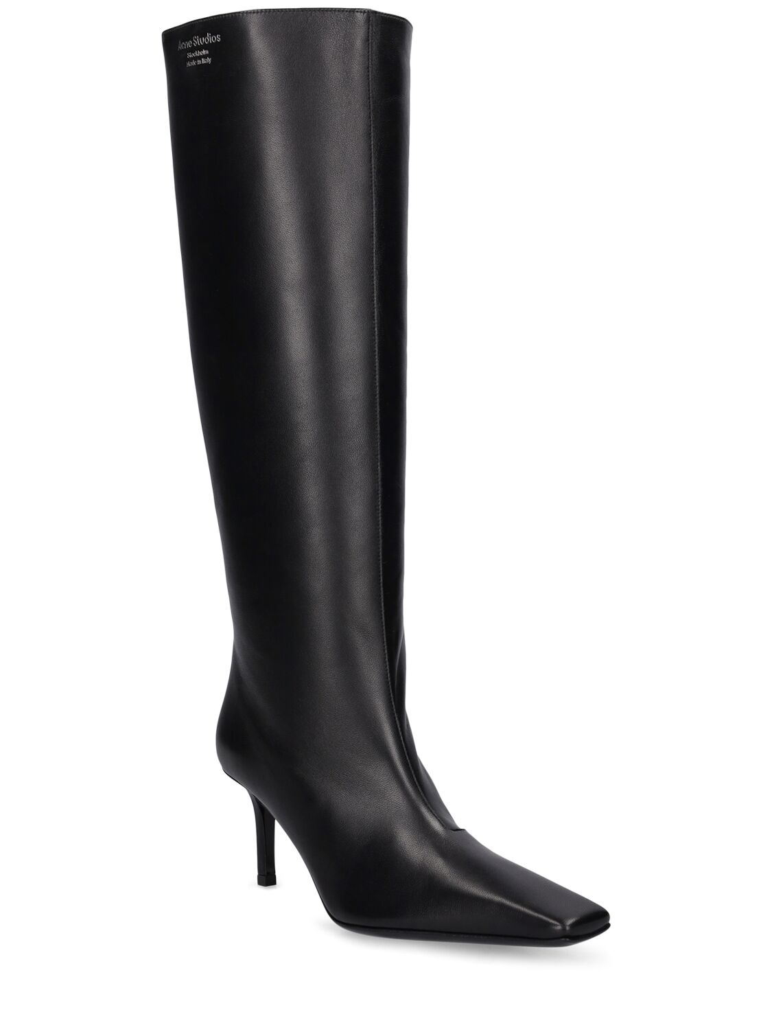 Shop Acne Studios 70mm Bezither Leather Tall Boots In Black