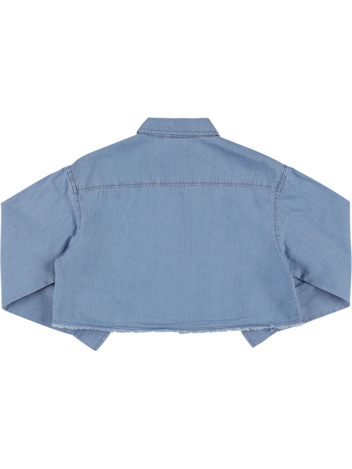 Shop Aspesi Cotton Denim Cropped Shirt In Blue