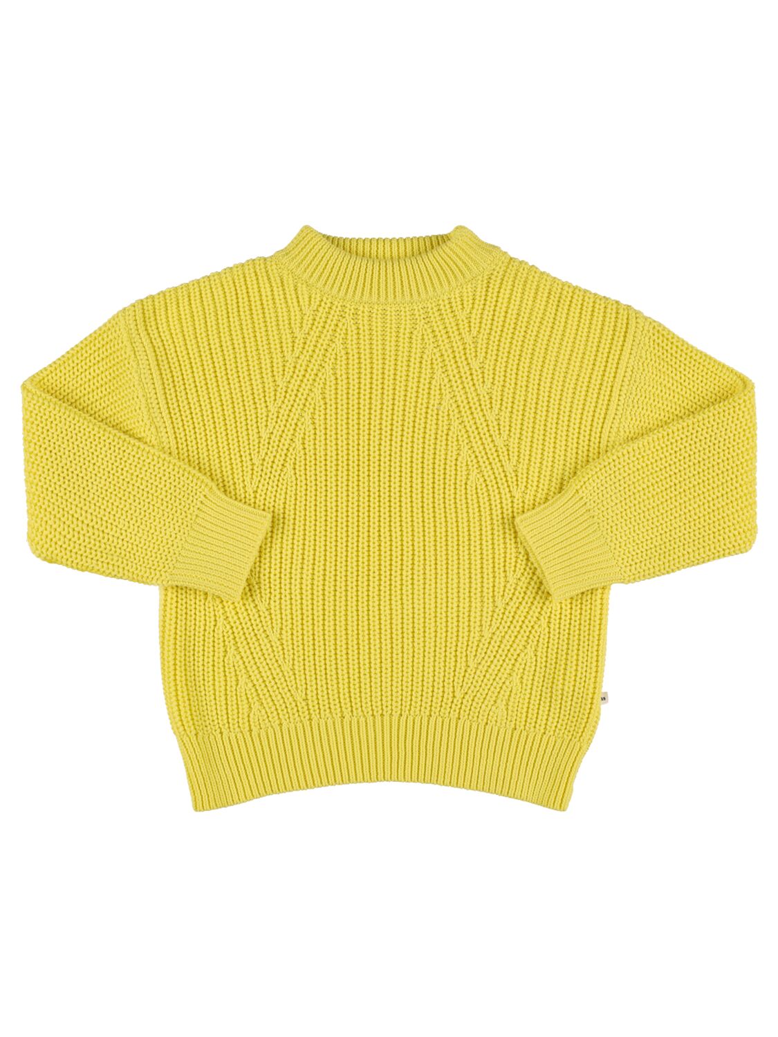 The New Society Kids' Organic Cotton Knit Sweater In Yellow