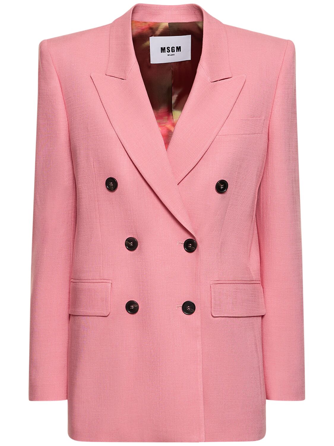 Msgm Double-breasted Blazer In Pink