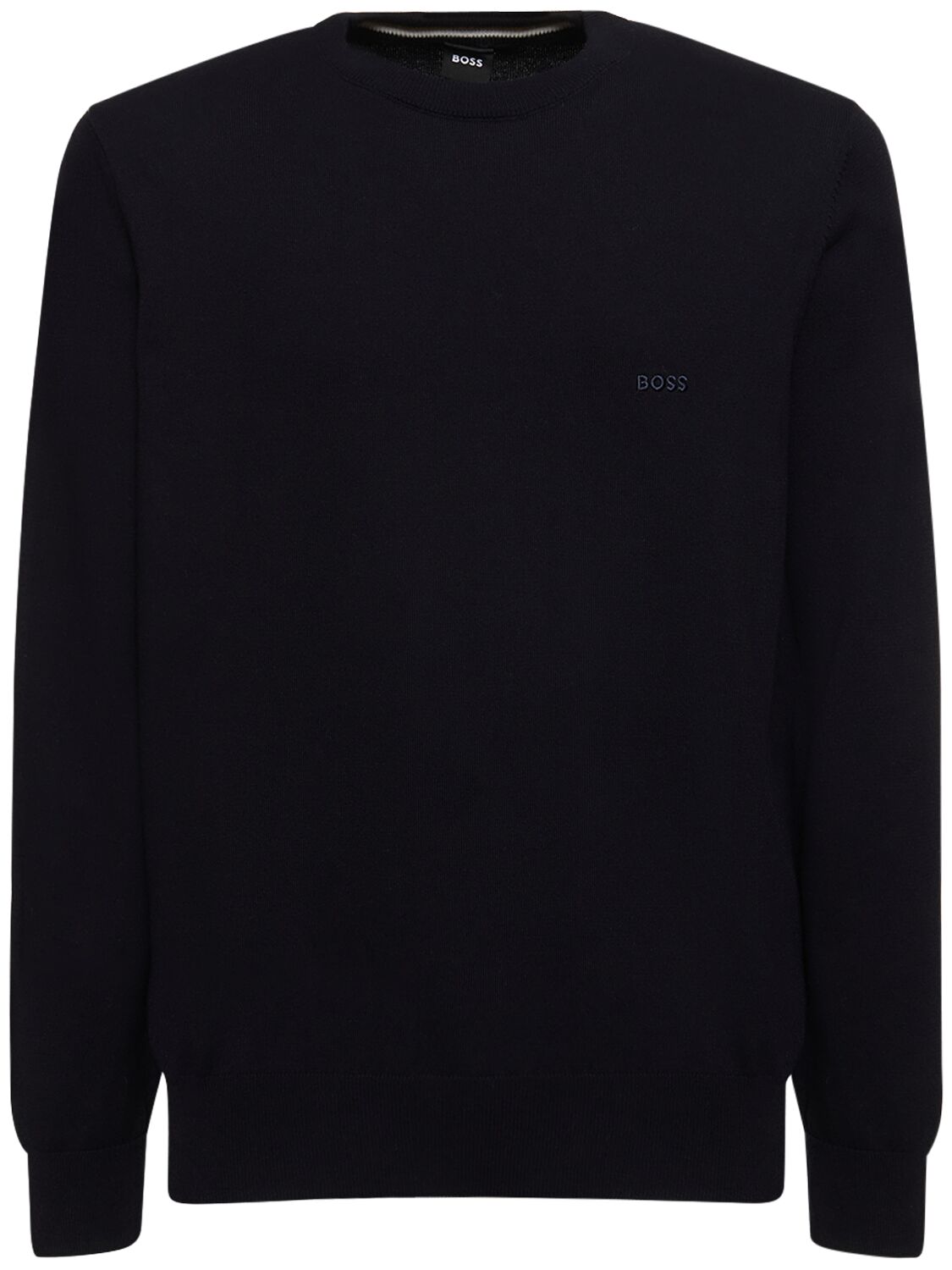 Shop Hugo Boss Pacas-l Cotton Knit Sweater In Dark Blue