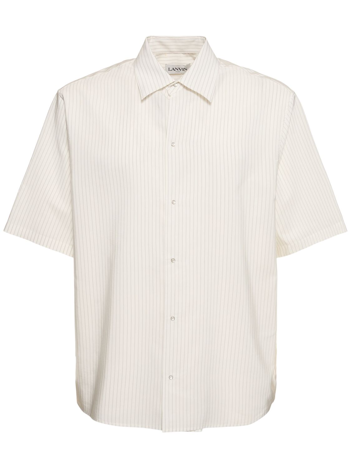 Lanvin Striped Silk & Cotton Shirt In 베이지