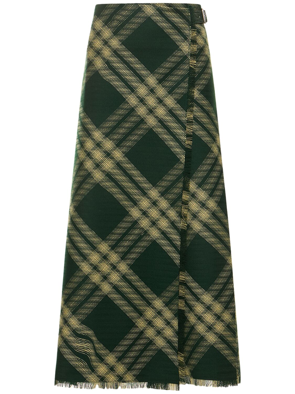 Image of Check Knit Long Wrap Kilt Skirt