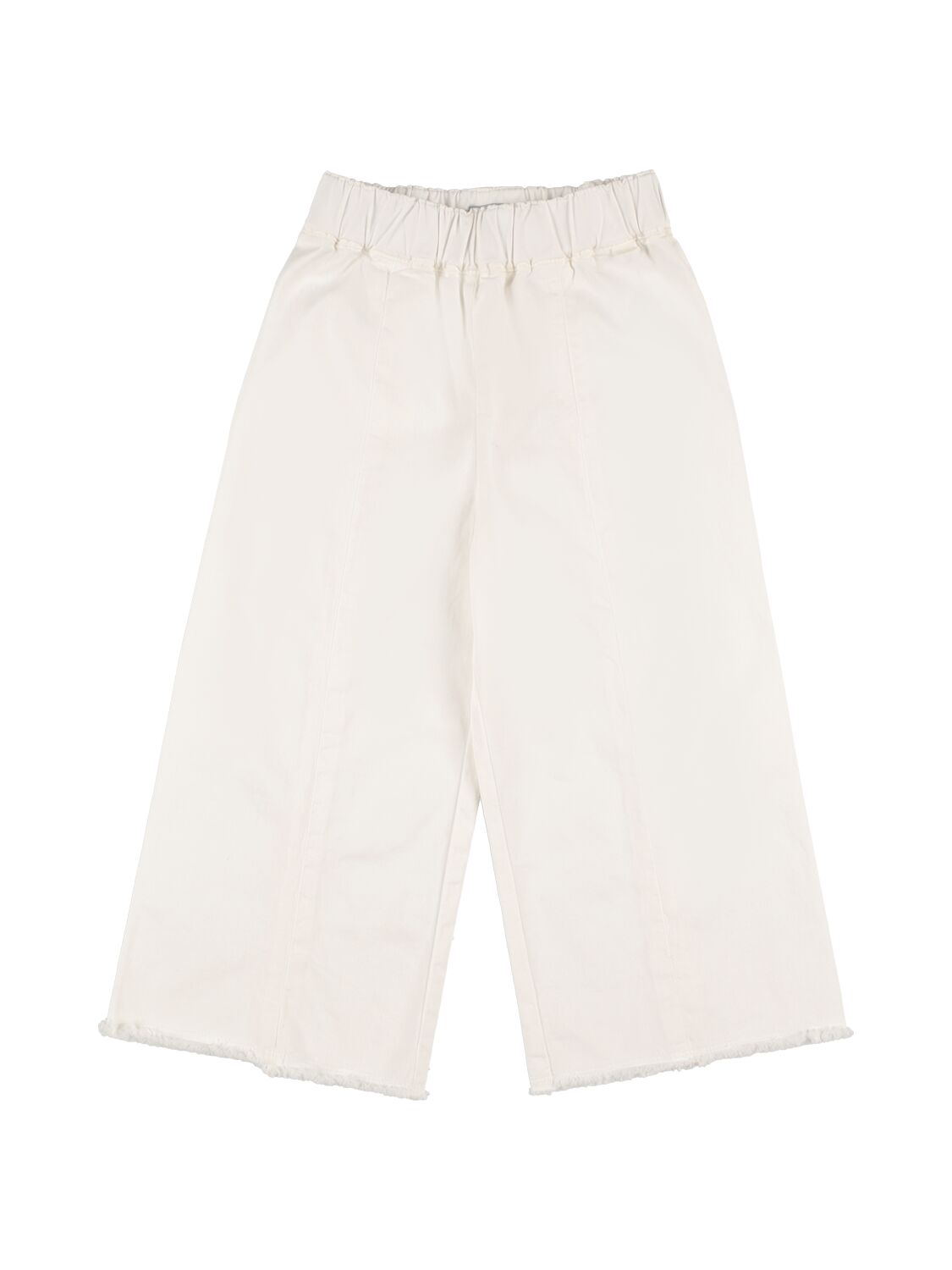 Il Gufo Kids' Cotton Gabardine Wide Trousers In White