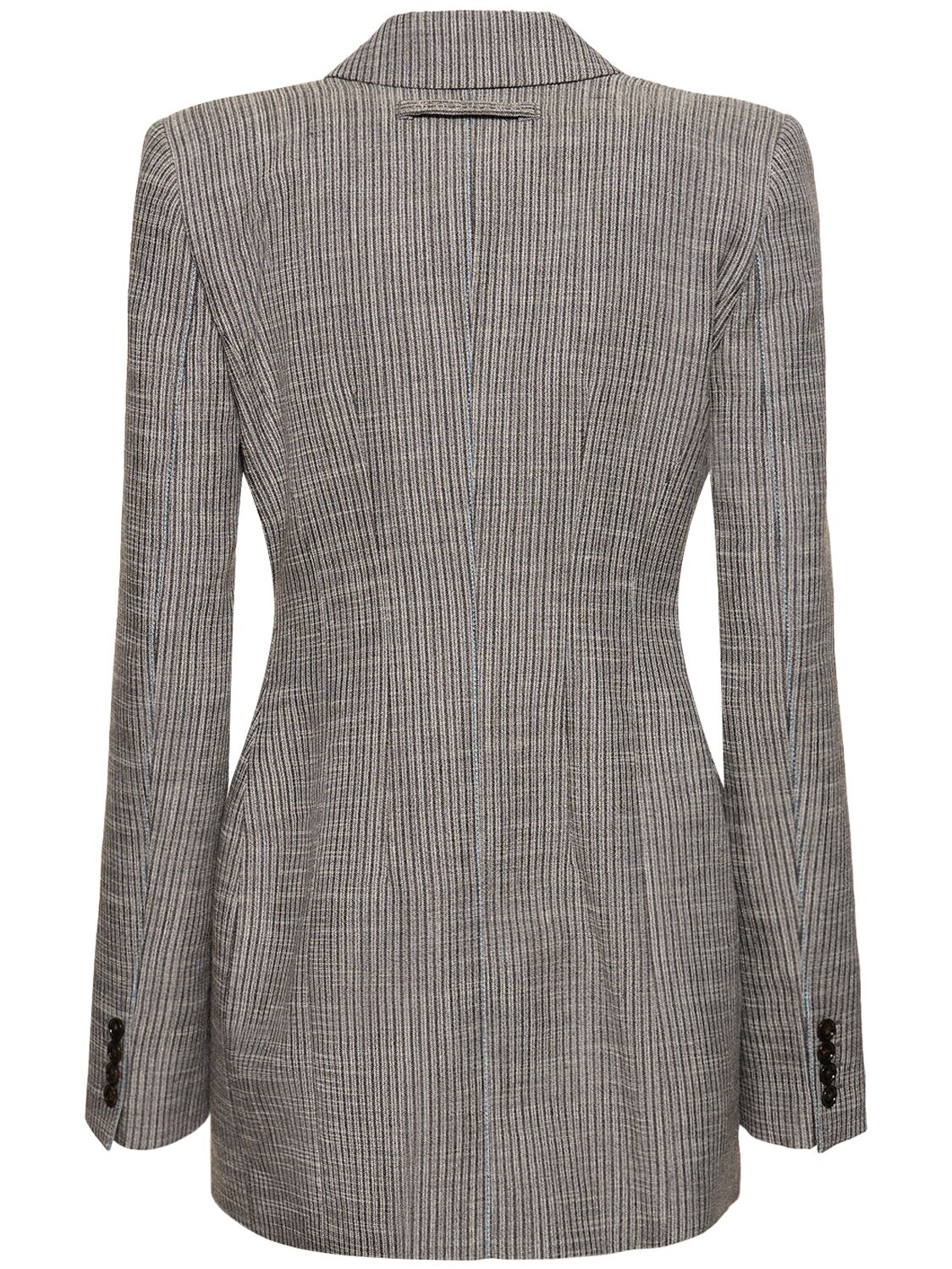 Shop Acne Studios Linen Blend Pinstriped Jacket In Grey