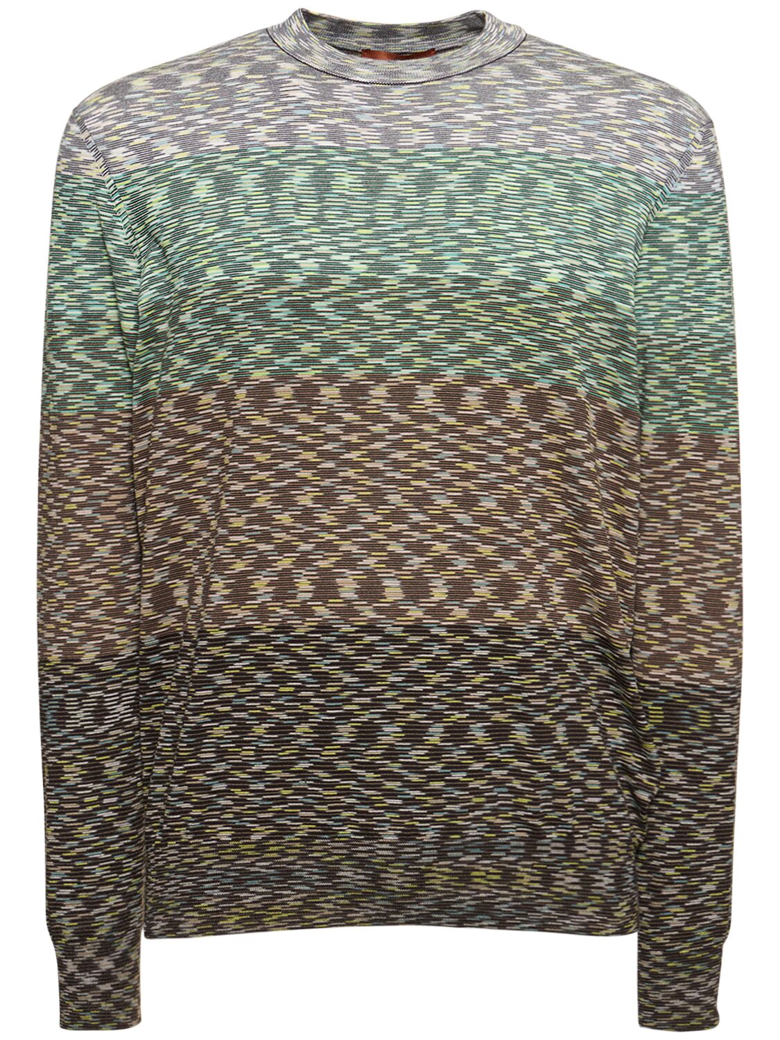Shop Missoni Striped Cotton Knit Sweater In Khaki