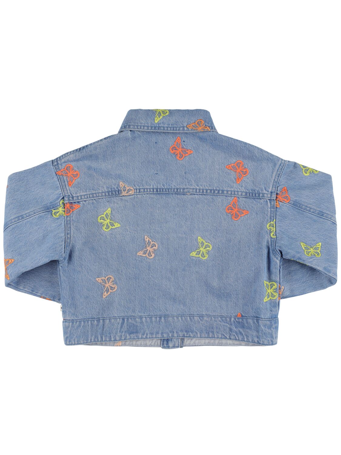 Shop The New Society Embroidered Cotton Denim Jacket In Blue,multi