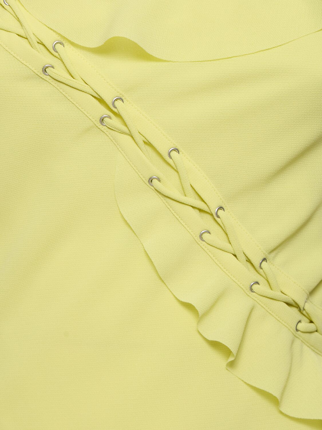 Shop Acne Studios Ruffled Satin Mini Dress In Acid Yellow