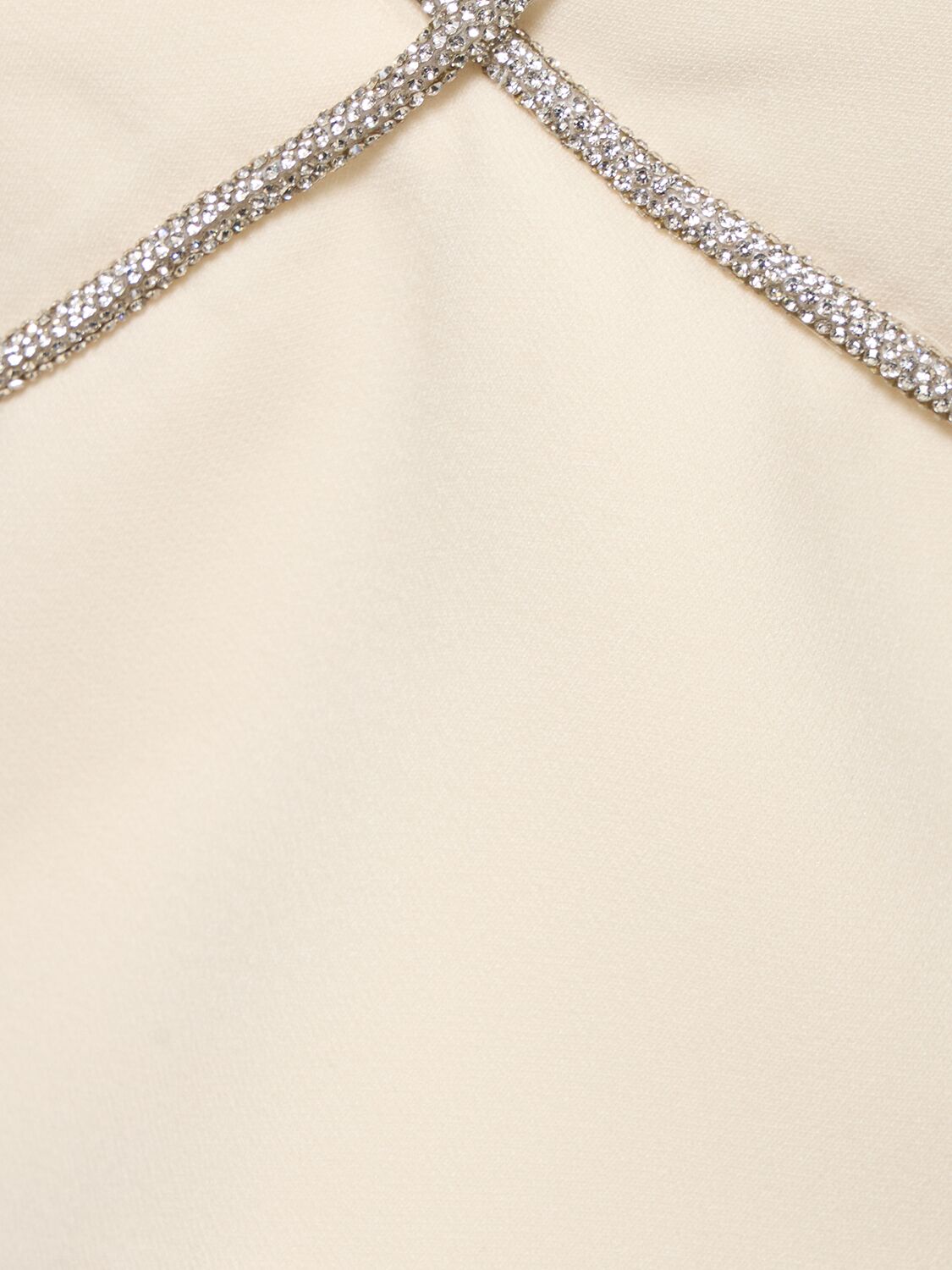 Shop Zuhair Murad Cropped Cady Top W/ Crystal Details In Ivory