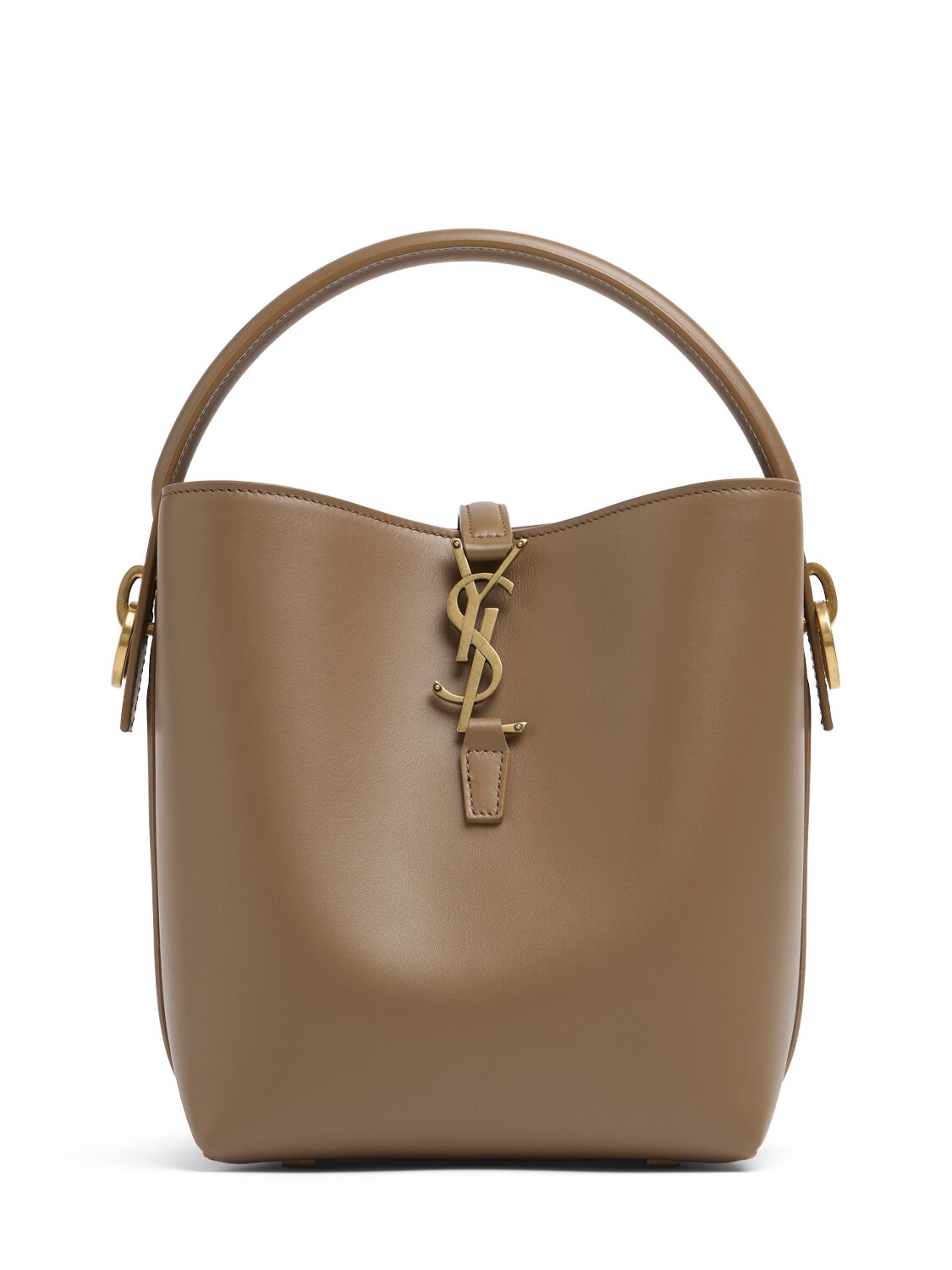 Image of Small Le 37 Shiny Leather Bucket Bag