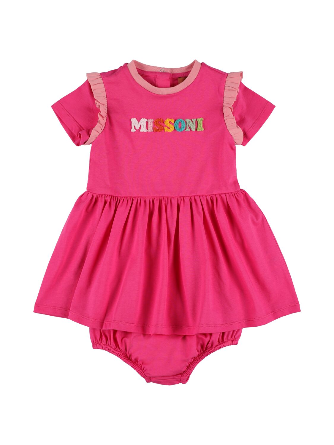 Missoni Kids' Cotton Jersey Dress & Diaper Cover In Fuchsia