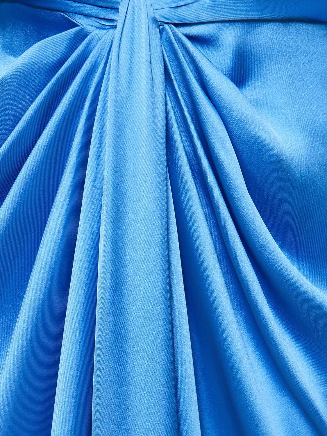 Shop Zuhair Murad Draped Light Satin Long Dress In Blue