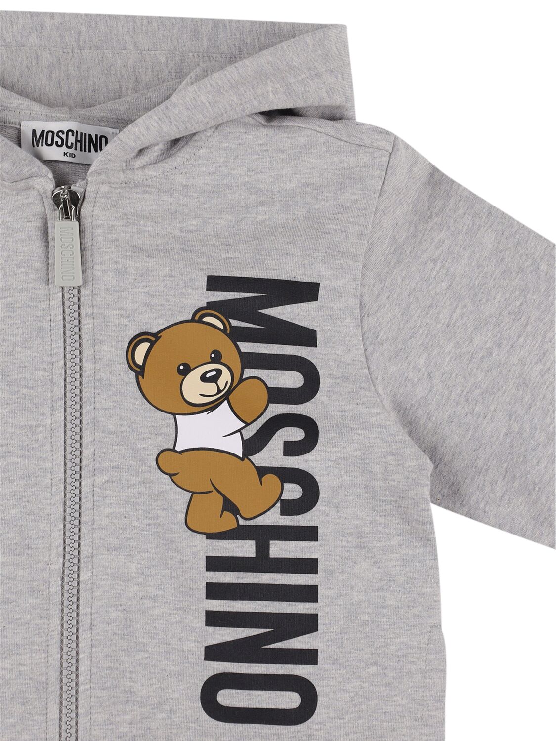 Shop Moschino Cotton Hooded Sweatshirt & Sweatpants In Grey