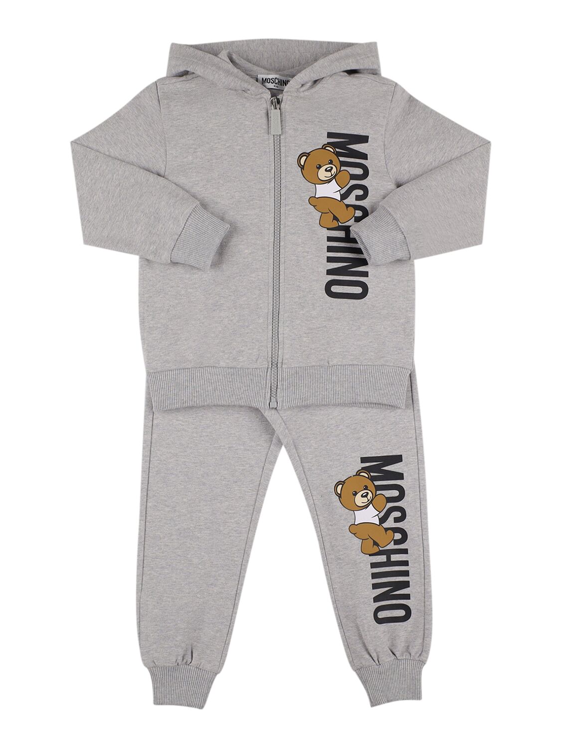 Moschino Kids' Cotton Hooded Sweatshirt & Sweatpants In Grey
