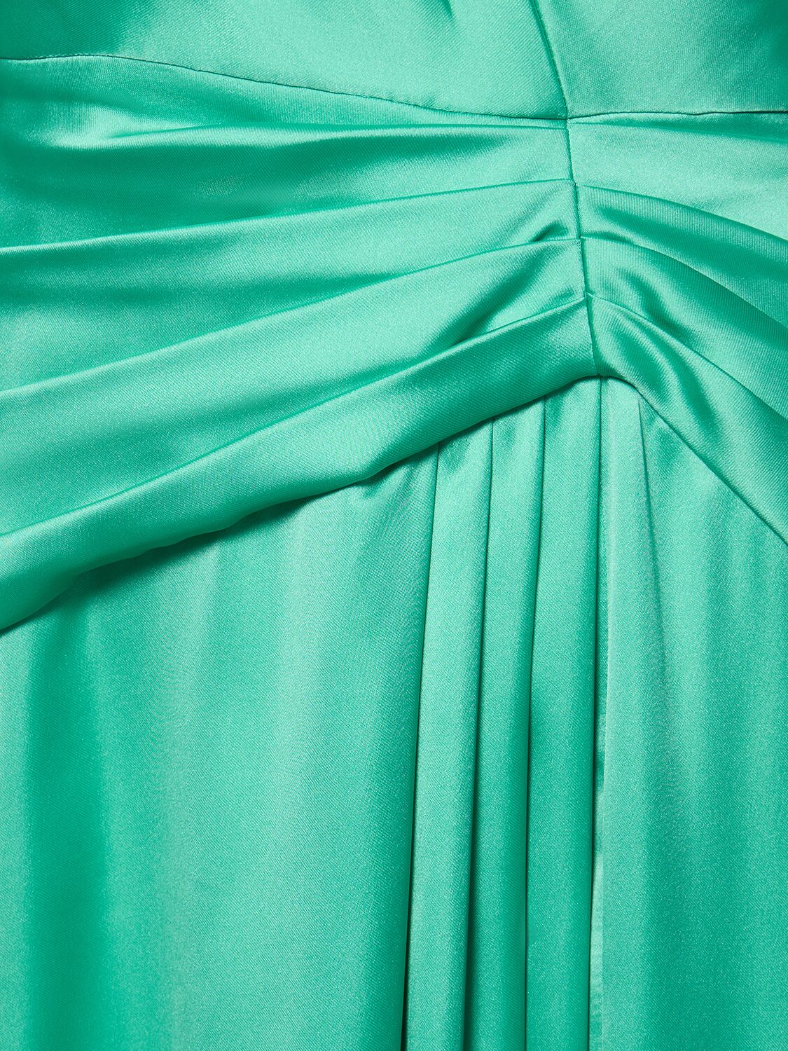 Shop Zuhair Murad Draped Light Satin One-sleeve Long Dress In Green Water