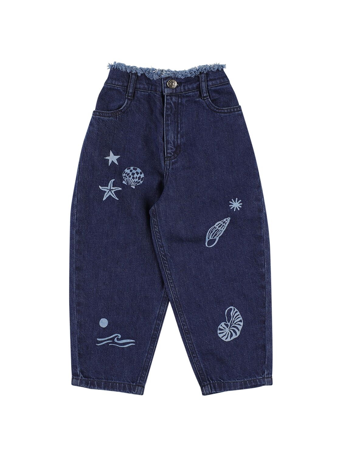The New Society Kids' Embroidered Bci Cotton Jeans In Dark Blue