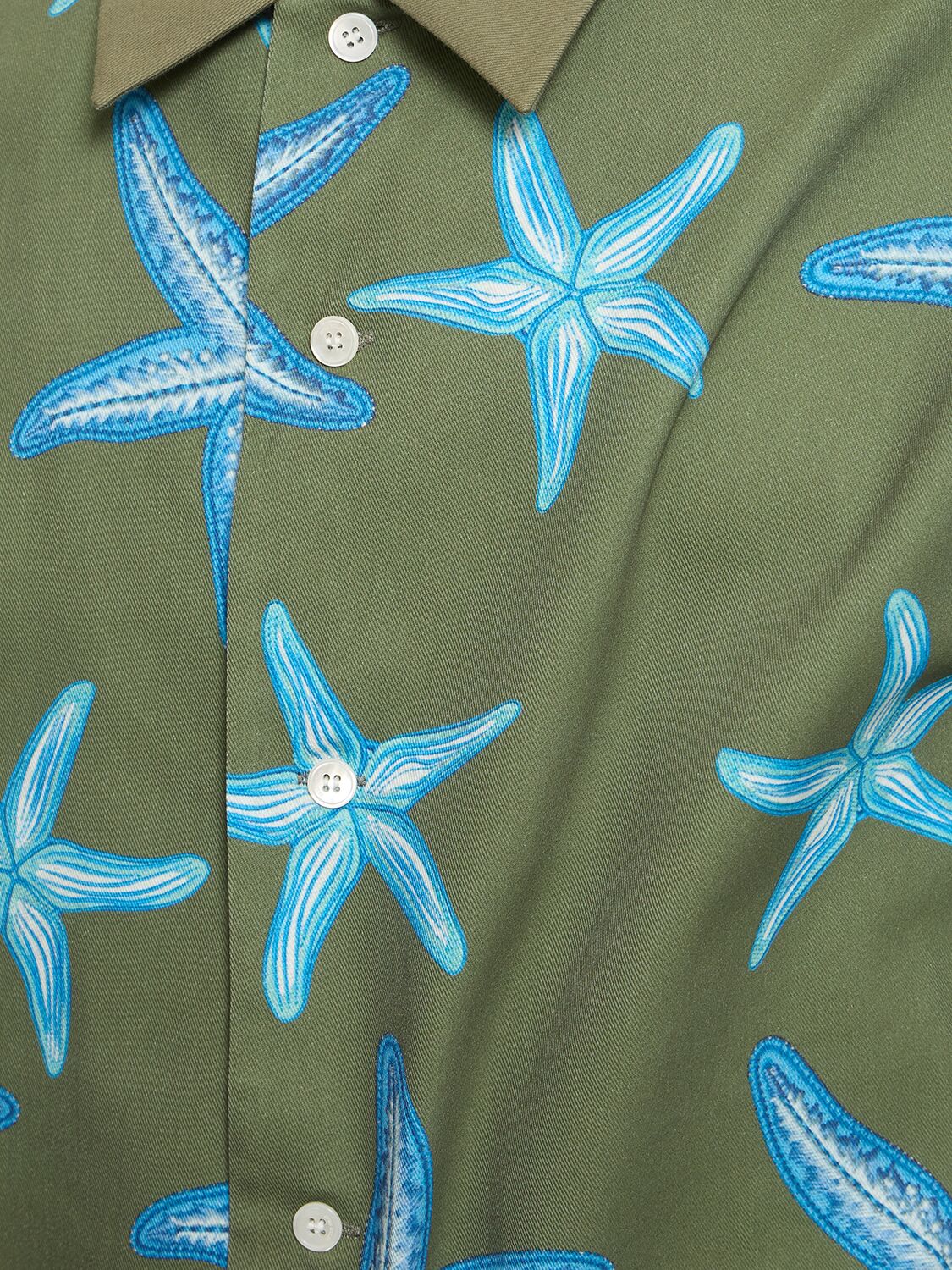 Shop After Pray Starfish Open-collar Shirt In Khaki