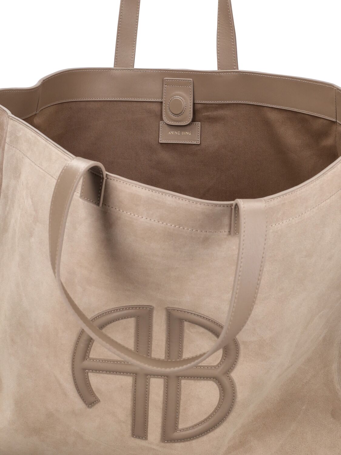 Shop Anine Bing Xl Rio Suede Tote Bag In Taupe