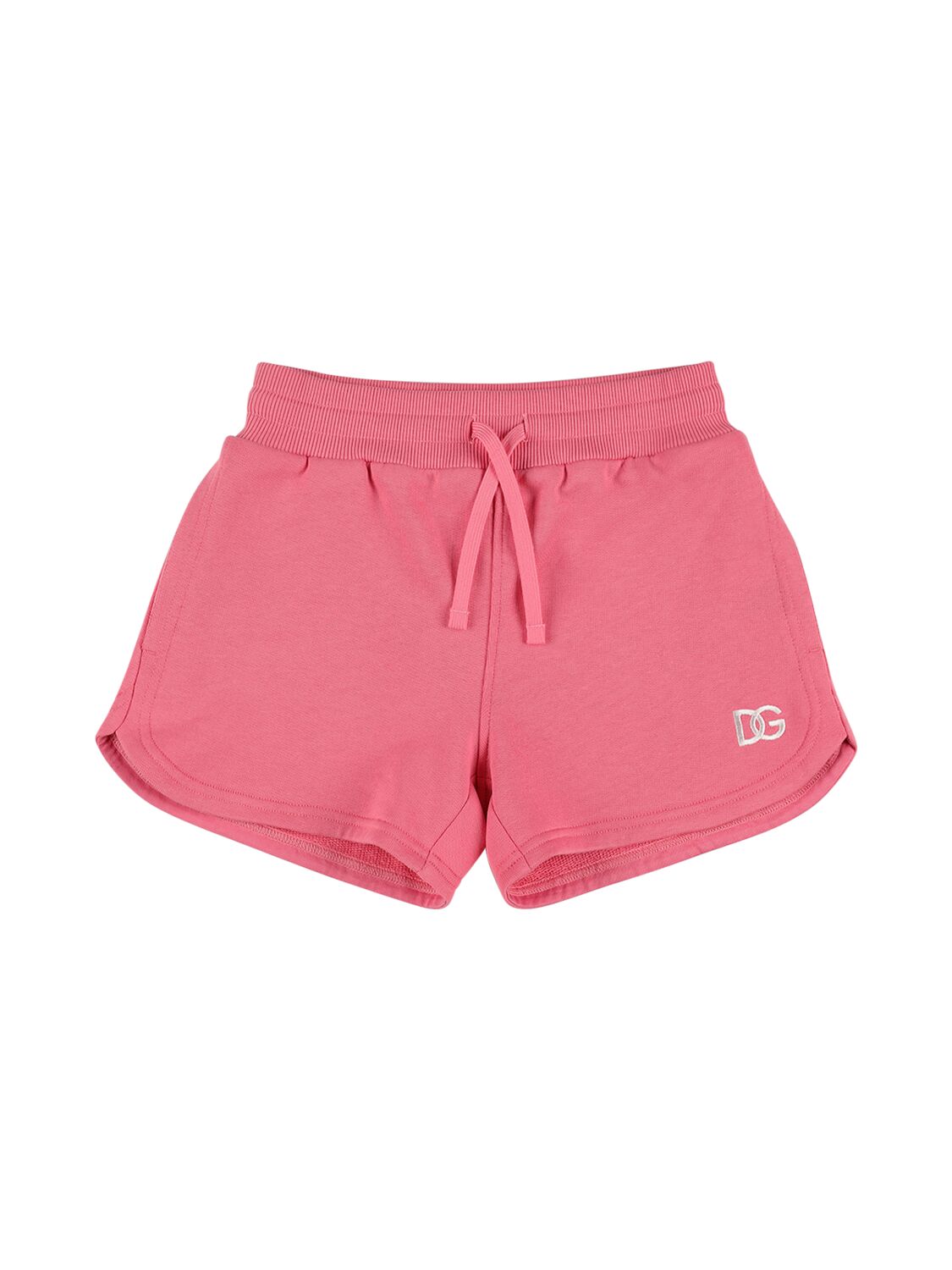 Dolce & Gabbana Kids' Logo印花棉质平纹针织短裤 In Pink