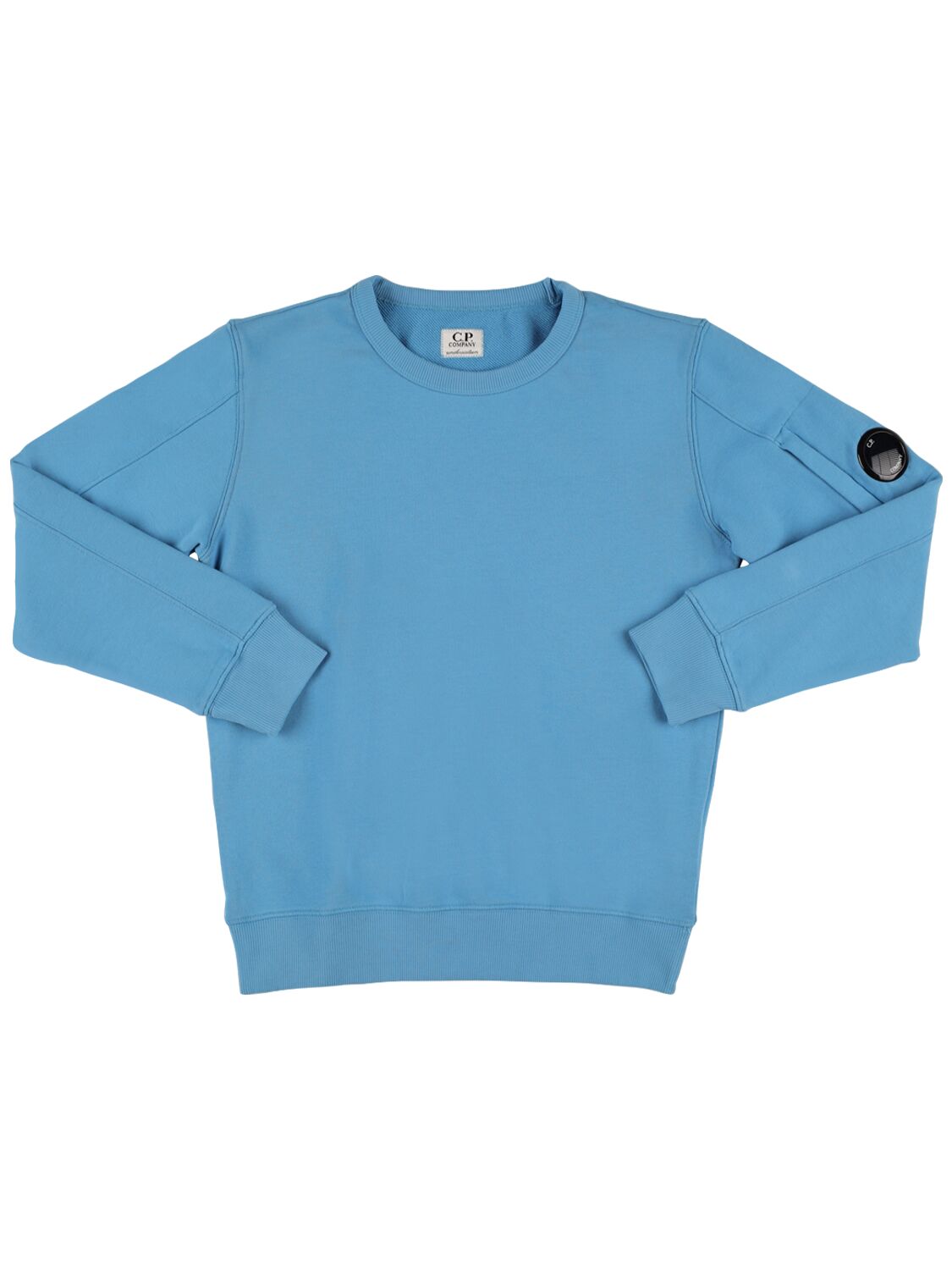 C.p. Company Kids' Cotton Crewneck Sweatshirt In Light Blue