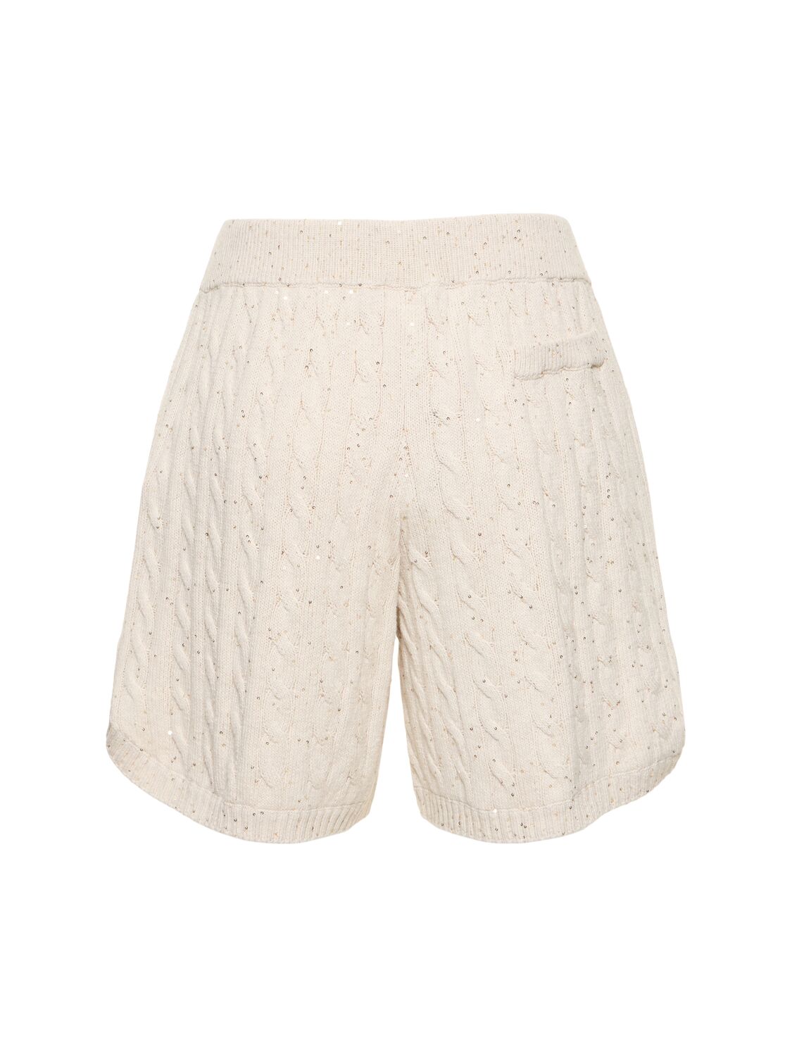 Shop Brunello Cucinelli Cable Knit Cotton Blend Shorts In Beige
