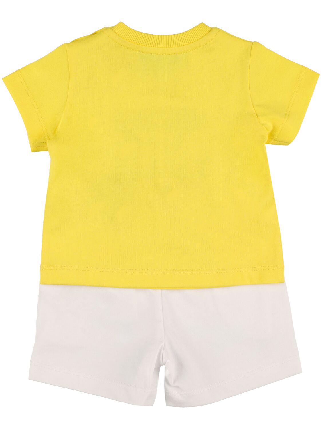 Shop Moschino Cotton Jersey T-shirt & Sweat Shorts In Yellow,white