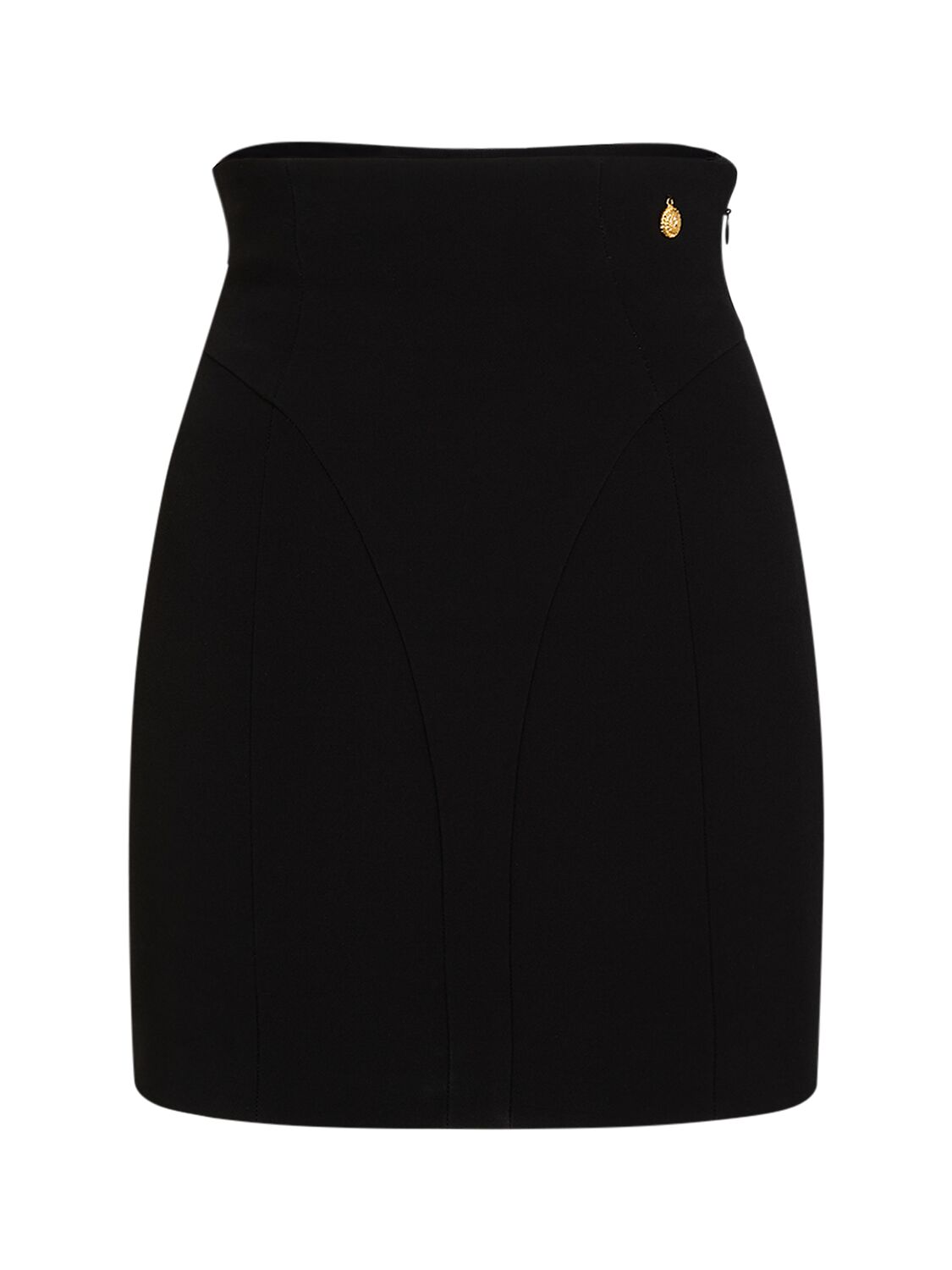 Balmain High Waist Viscose Crepe Mini Skirt In Black