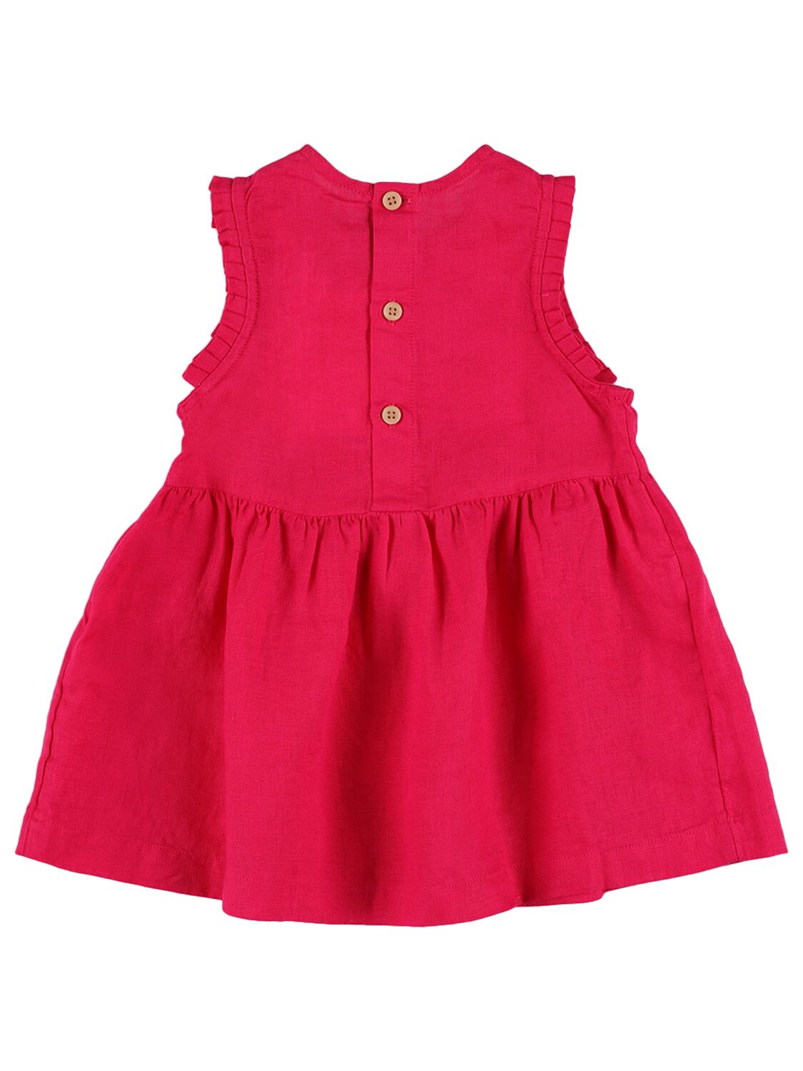 Shop Petit Bateau Sleeveless Linen Dress In 다크 핑크
