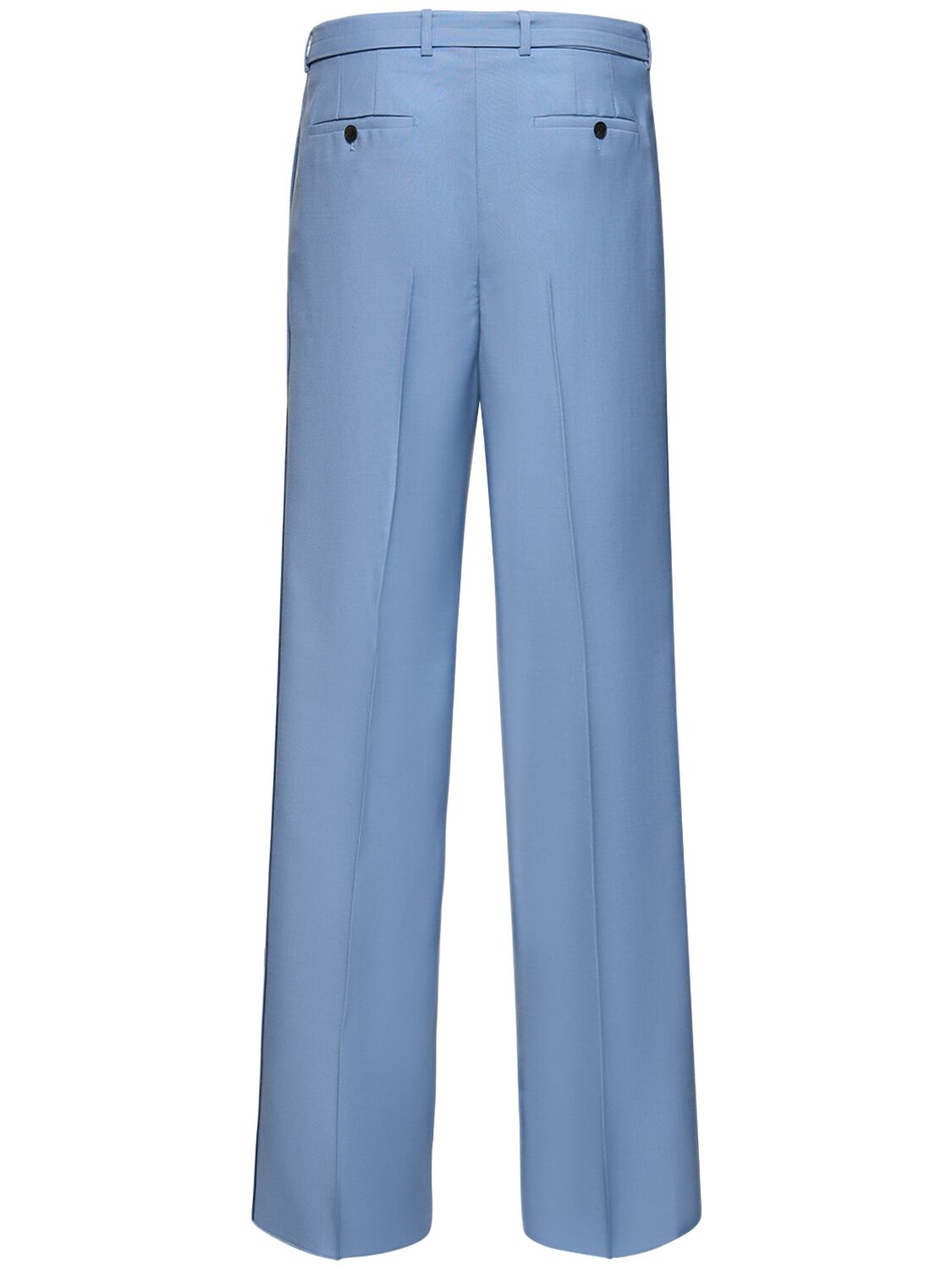 Shop Lanvin Wide Wool Formal Pants In Sky Blue