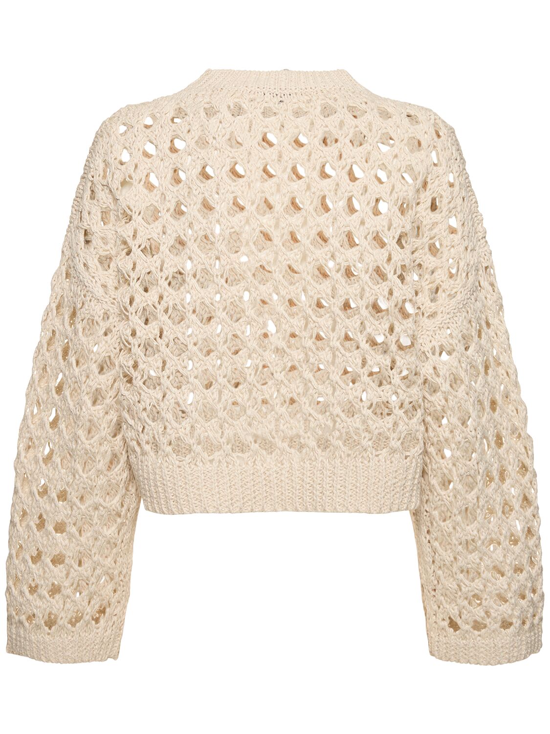 Shop Brunello Cucinelli Juta Blend Open Knit Sweater In Beige