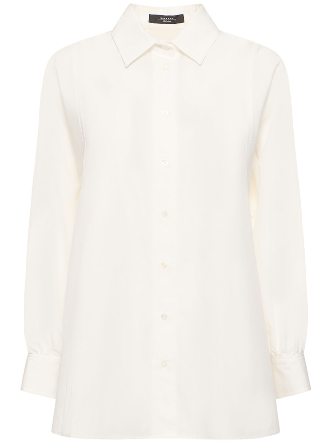 Shop Weekend Max Mara Fufy Cotton Poplin Classic Shirt In White