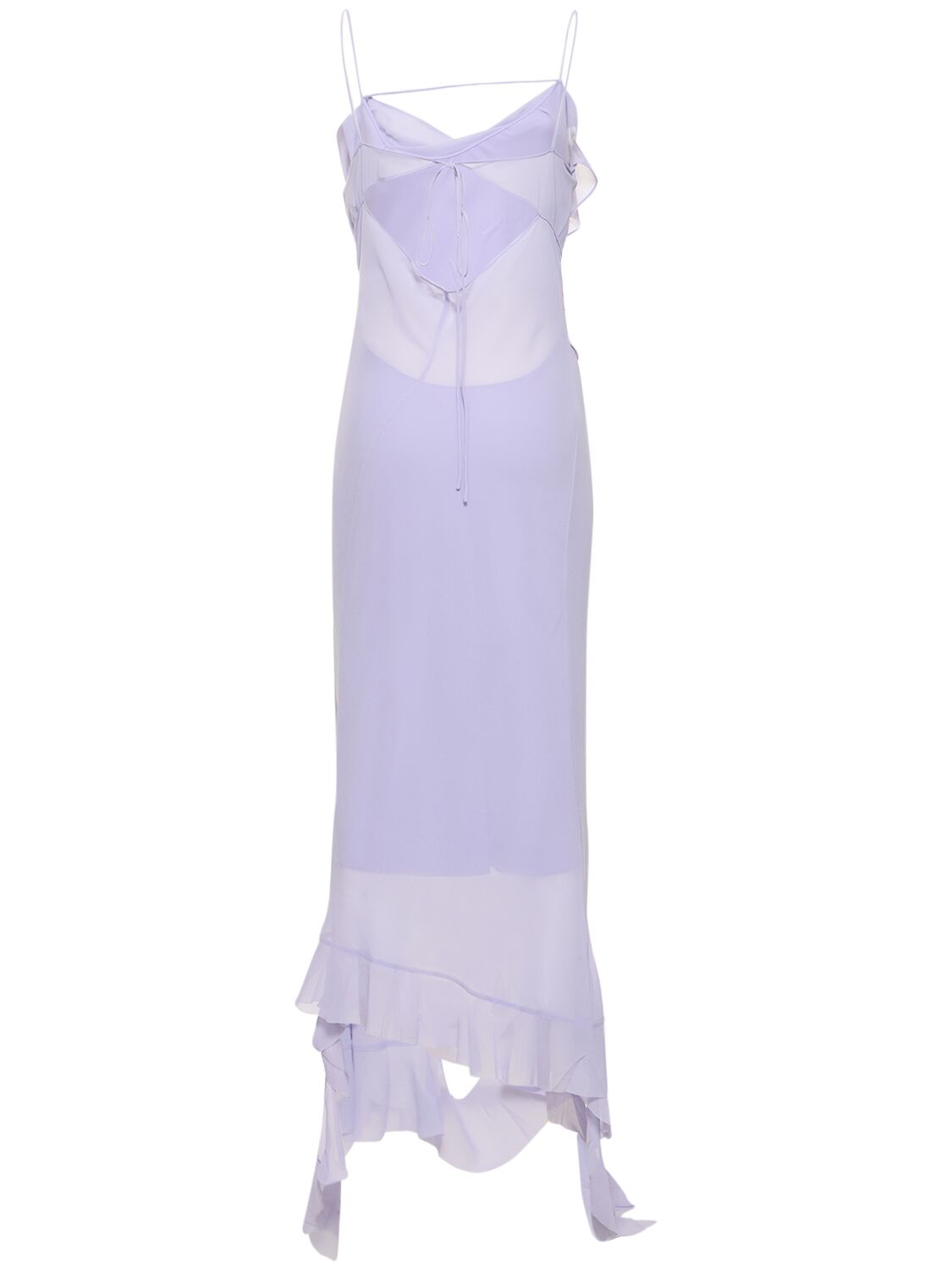 Shop Acne Studios Ruffled Chiffon Long Dress In Lilac
