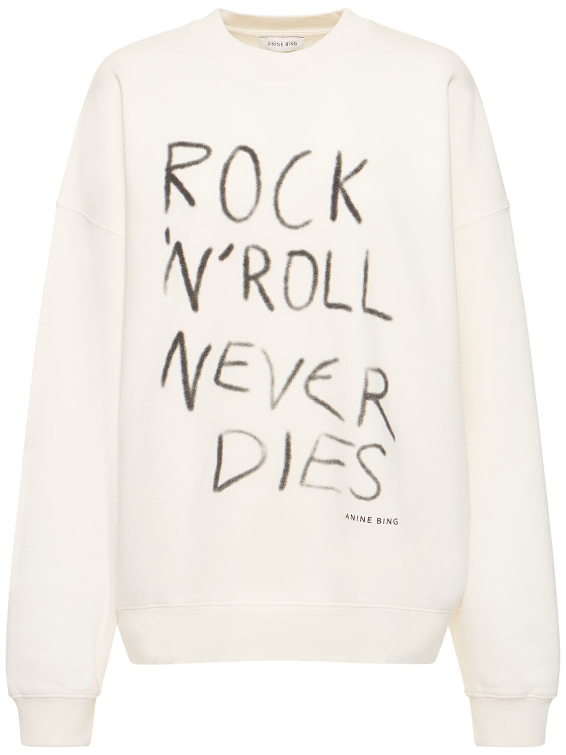 Shop Anine Bing Miles Rock N Roll Cotton Sweatshirt In White