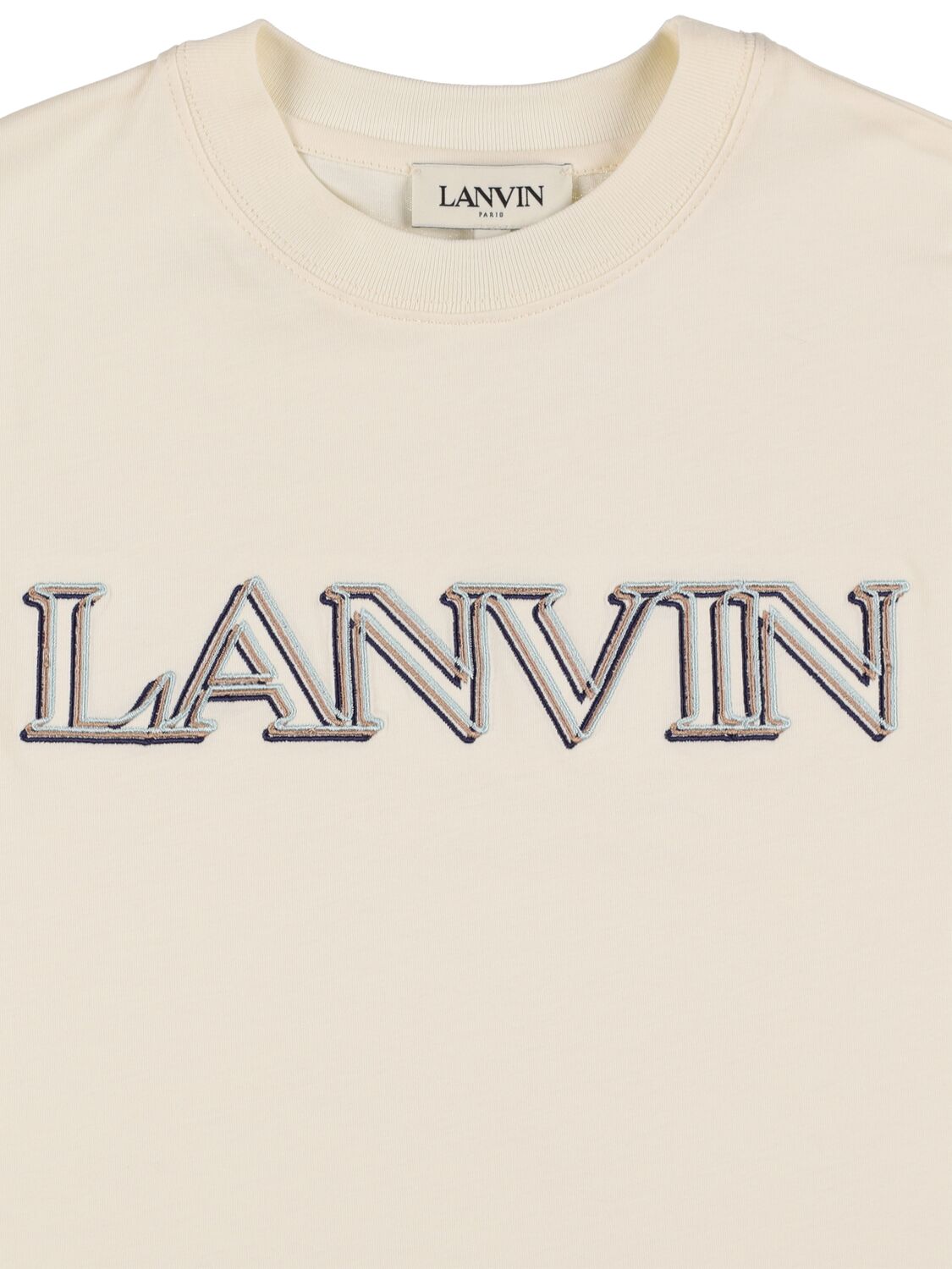 Shop Lanvin Embroidered Logo Cotton Jersey T-shirt In Yellow