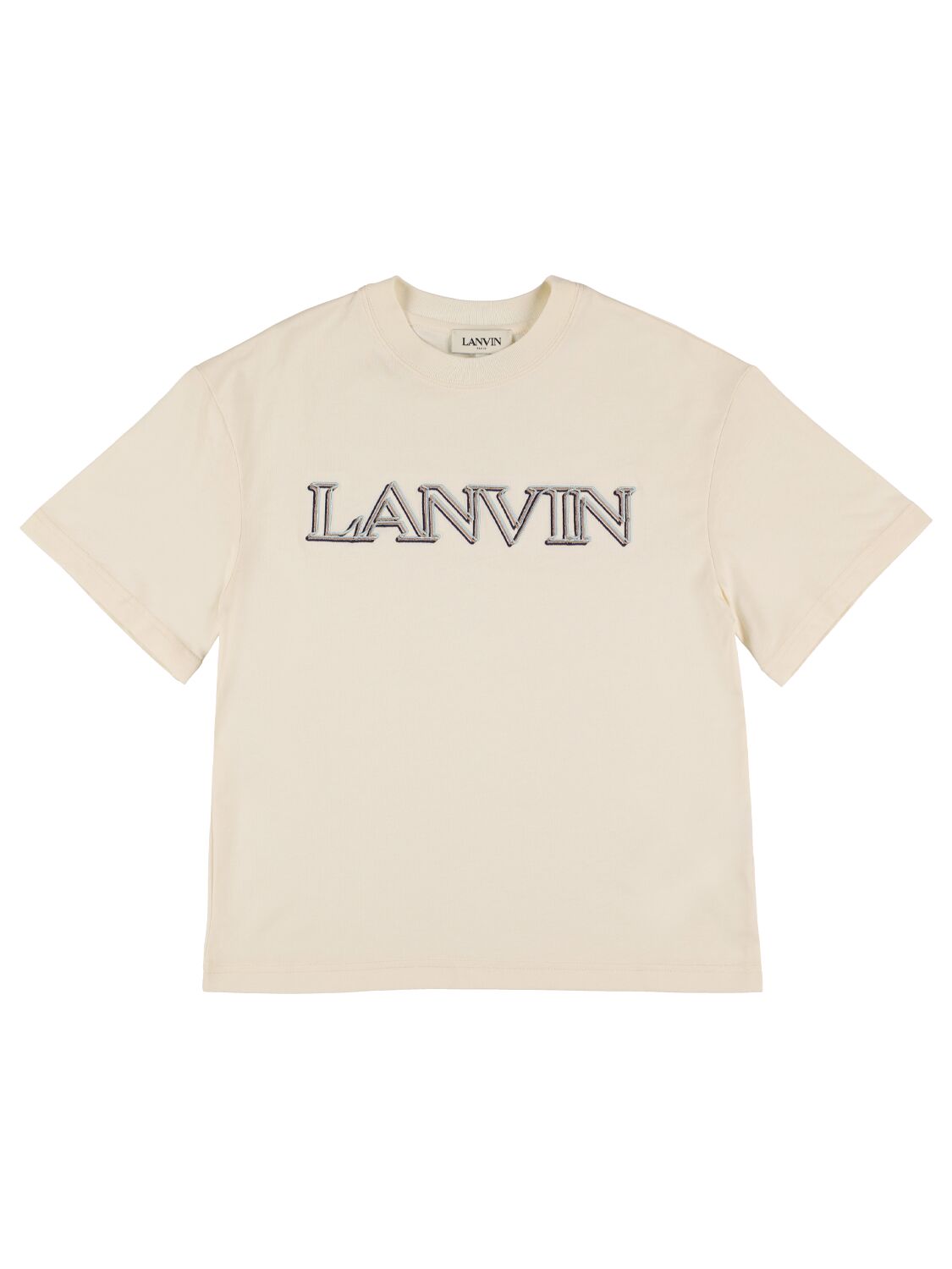 Lanvin Kids' Logo刺绣棉质平纹针织t恤 In Yellow