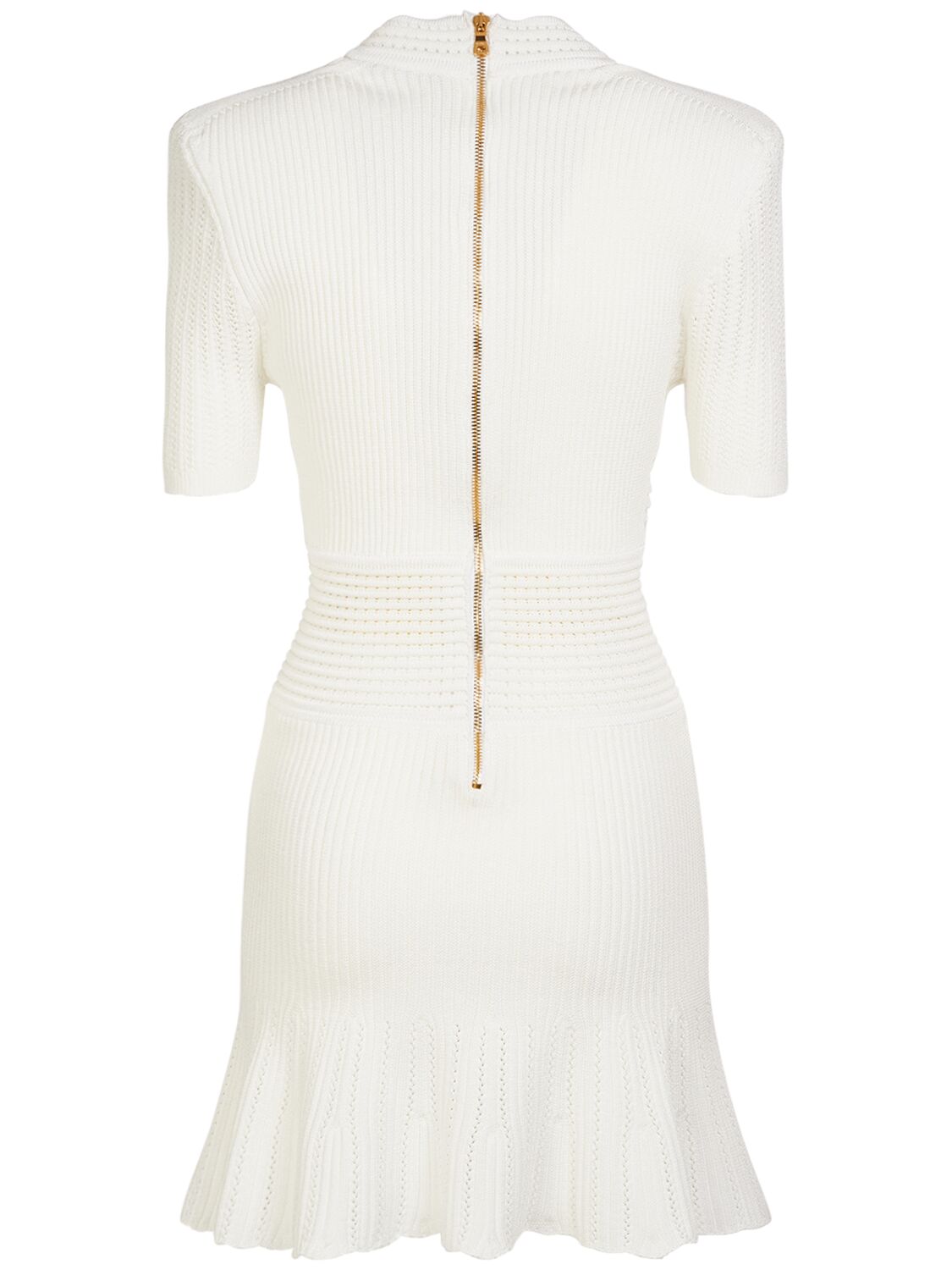 Shop Balmain Knit Viscose Mini Dress In White