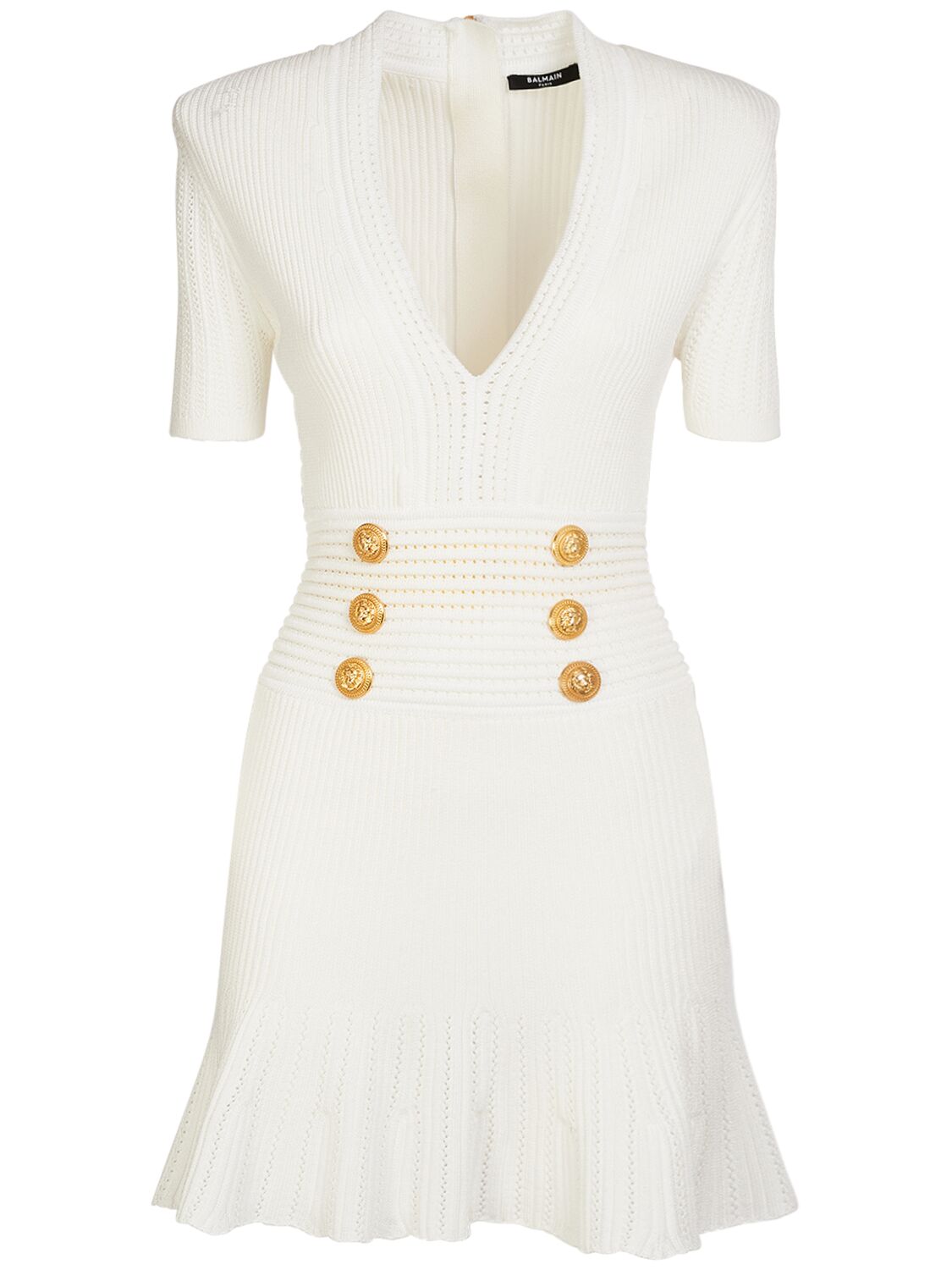 Balmain Knit Viscose Mini Dress In White