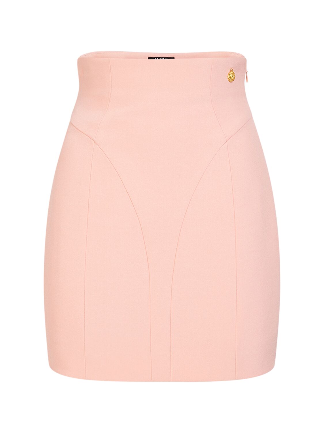 Balmain High Waist Viscose Crepe Mini Skirt In Pink