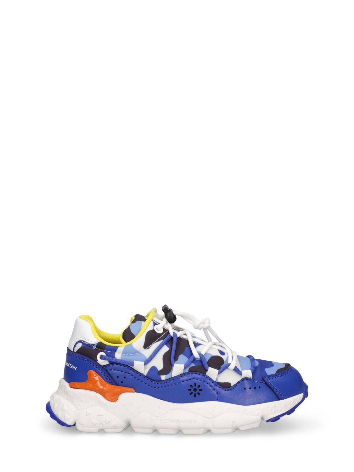 Flower Mountain Kids' Lace-up Trainers In White,blue