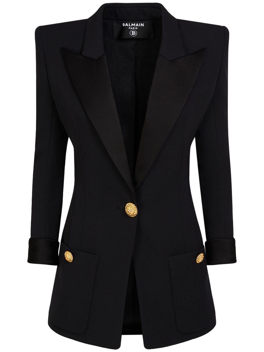 Balmain Fitted Single Breasted Wool  Jacket In Black