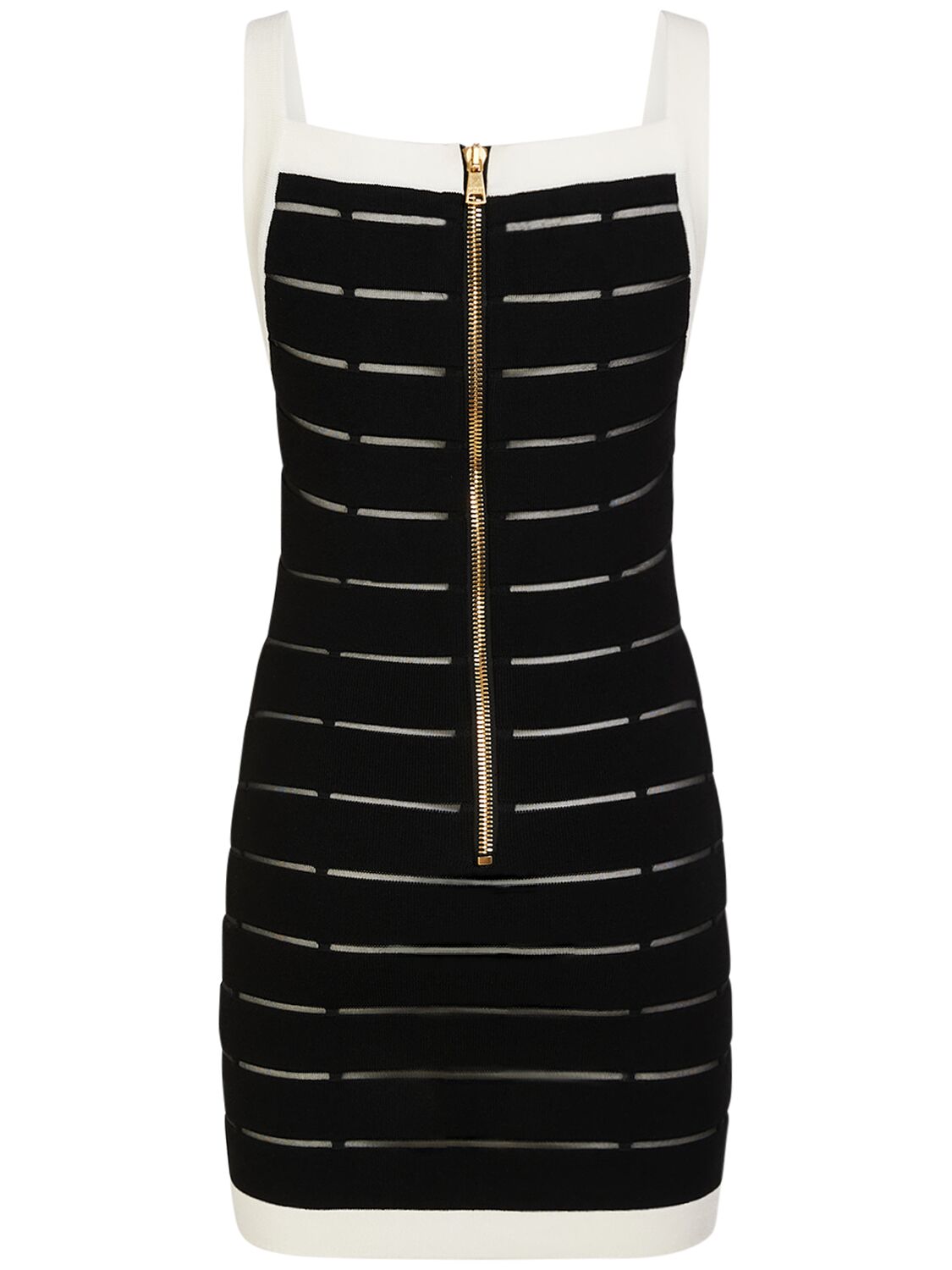 Shop Balmain Stretch Viscose Mini Dress In Black,white