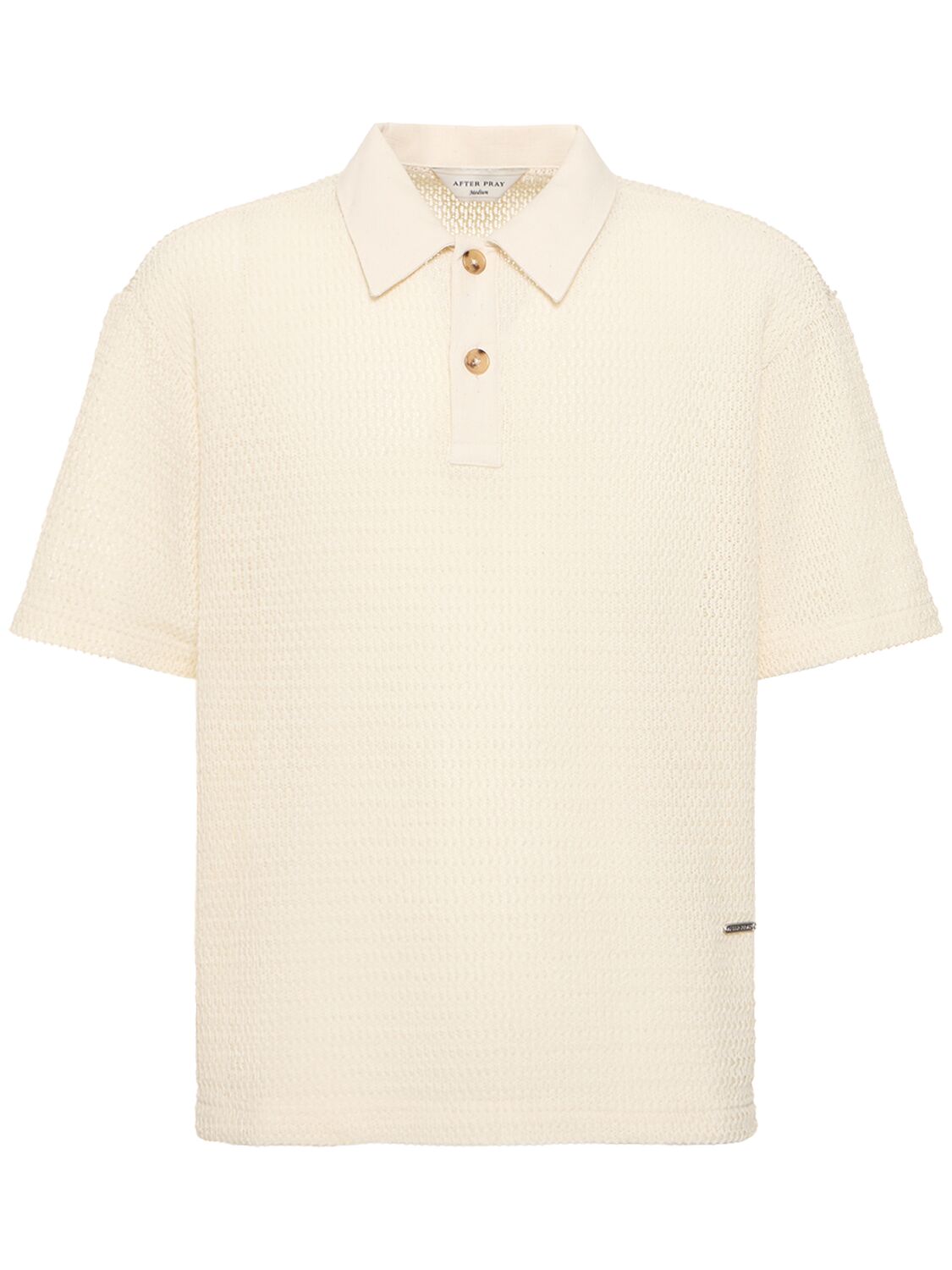 After Pray Lope Knitted Panel Polo In Ivory