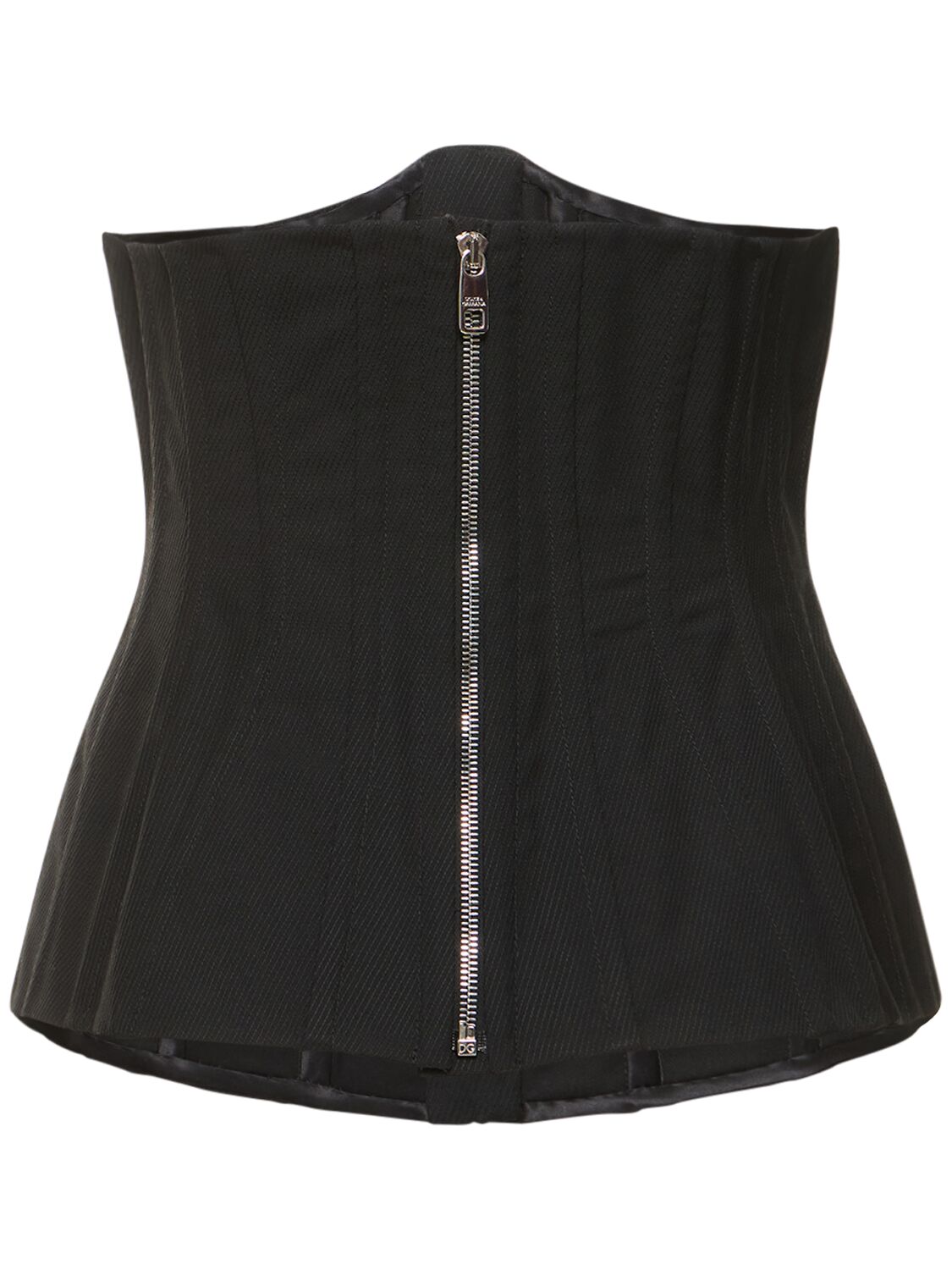 Shop Dolce & Gabbana Wool Corset Top In Black