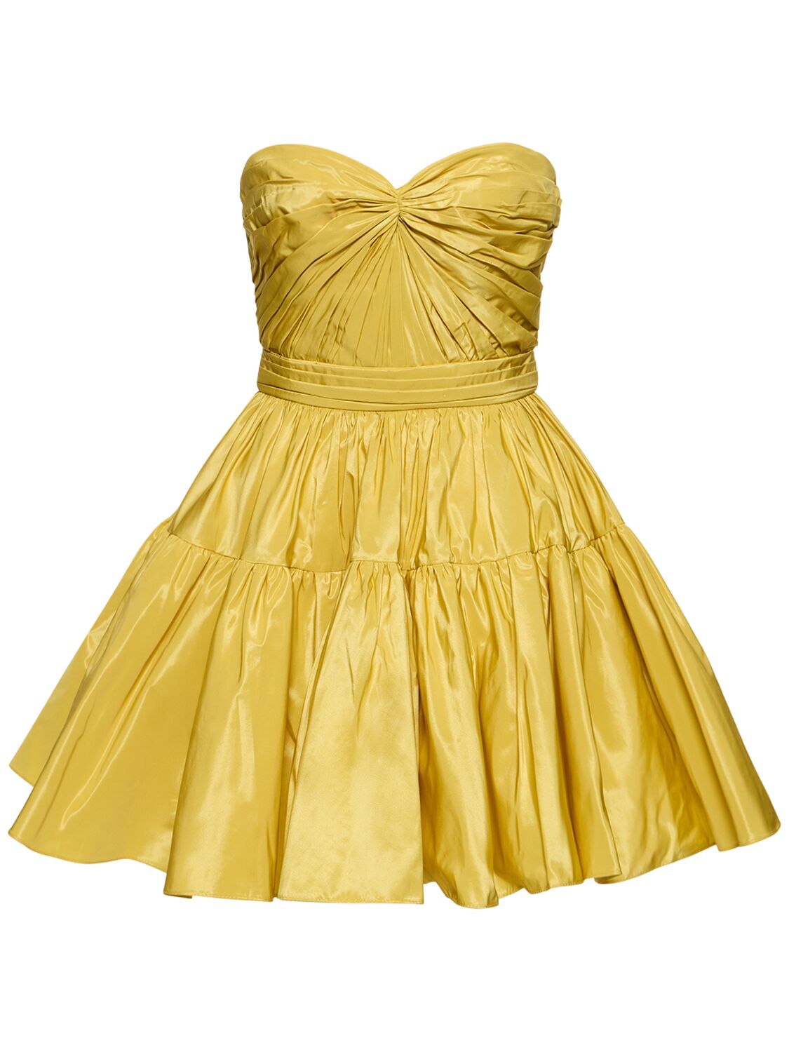 Zuhair Murad Strapless Taffeta Mini Dress In Yellow