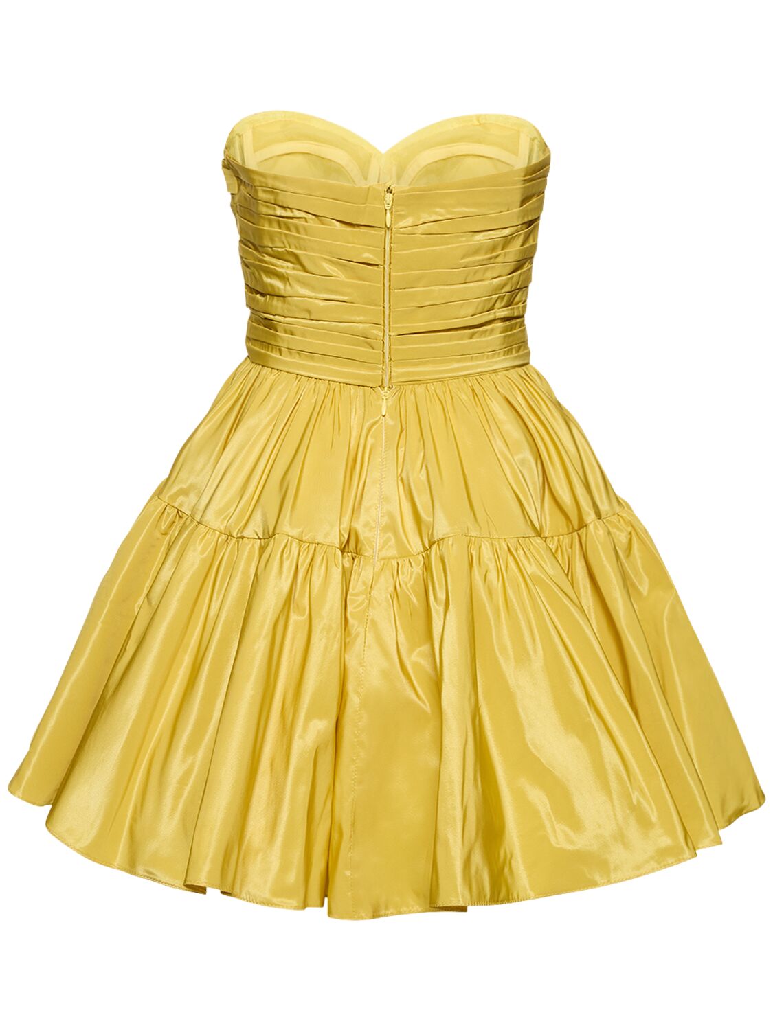 Shop Zuhair Murad Strapless Taffeta Mini Dress In Yellow