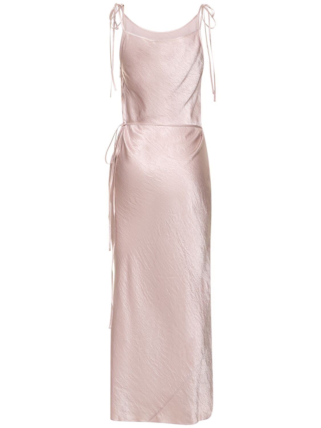 Shop Acne Studios Satin Self-tie Long Dress In Light Lilac